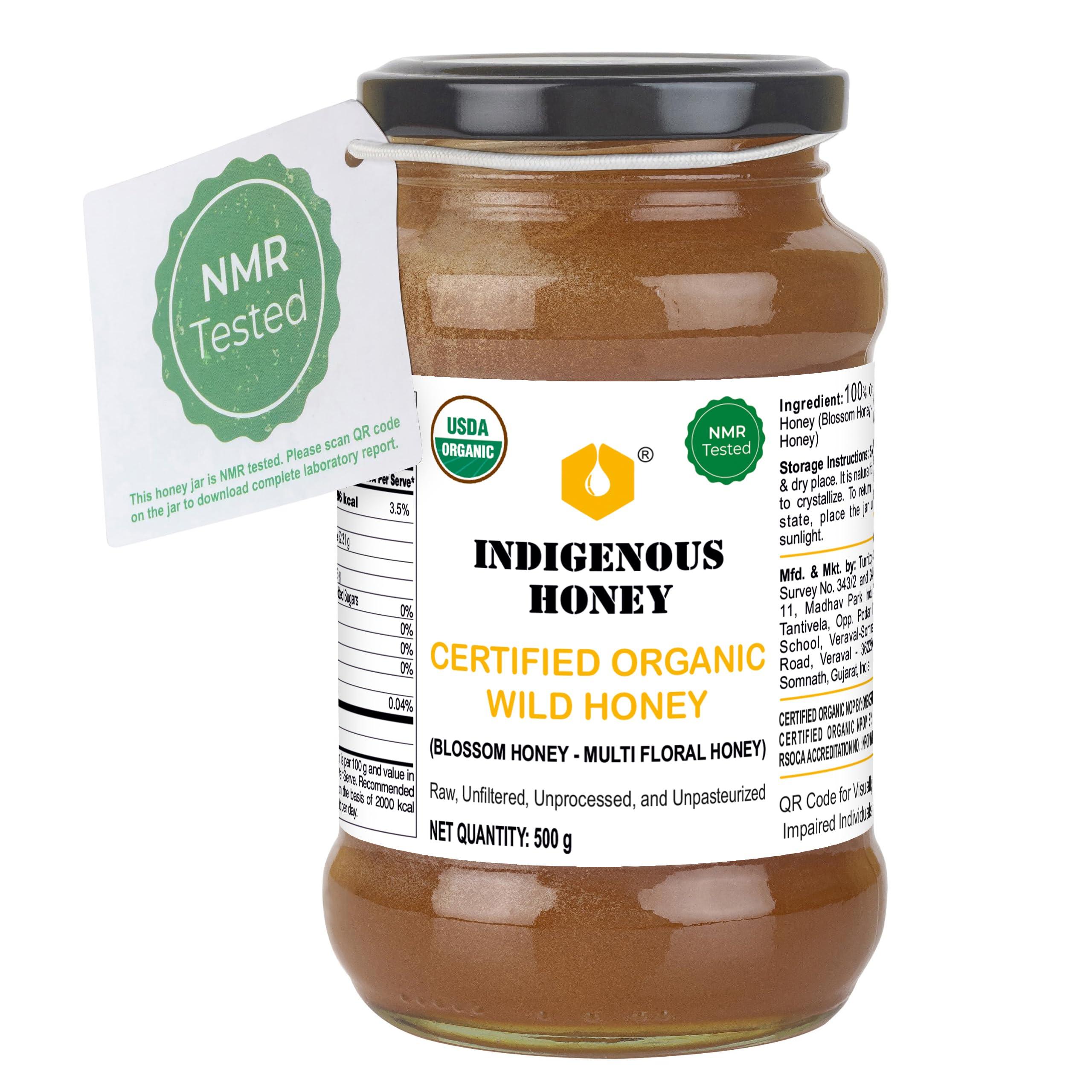 INDIGENOUS HONEY INDIGENOUS HONEY Raw Organic Honey Unprocessed Unfiltered Unpasteurized Pure Natural Original Honey - 530 Grams Glass Jar (Pack of 2)