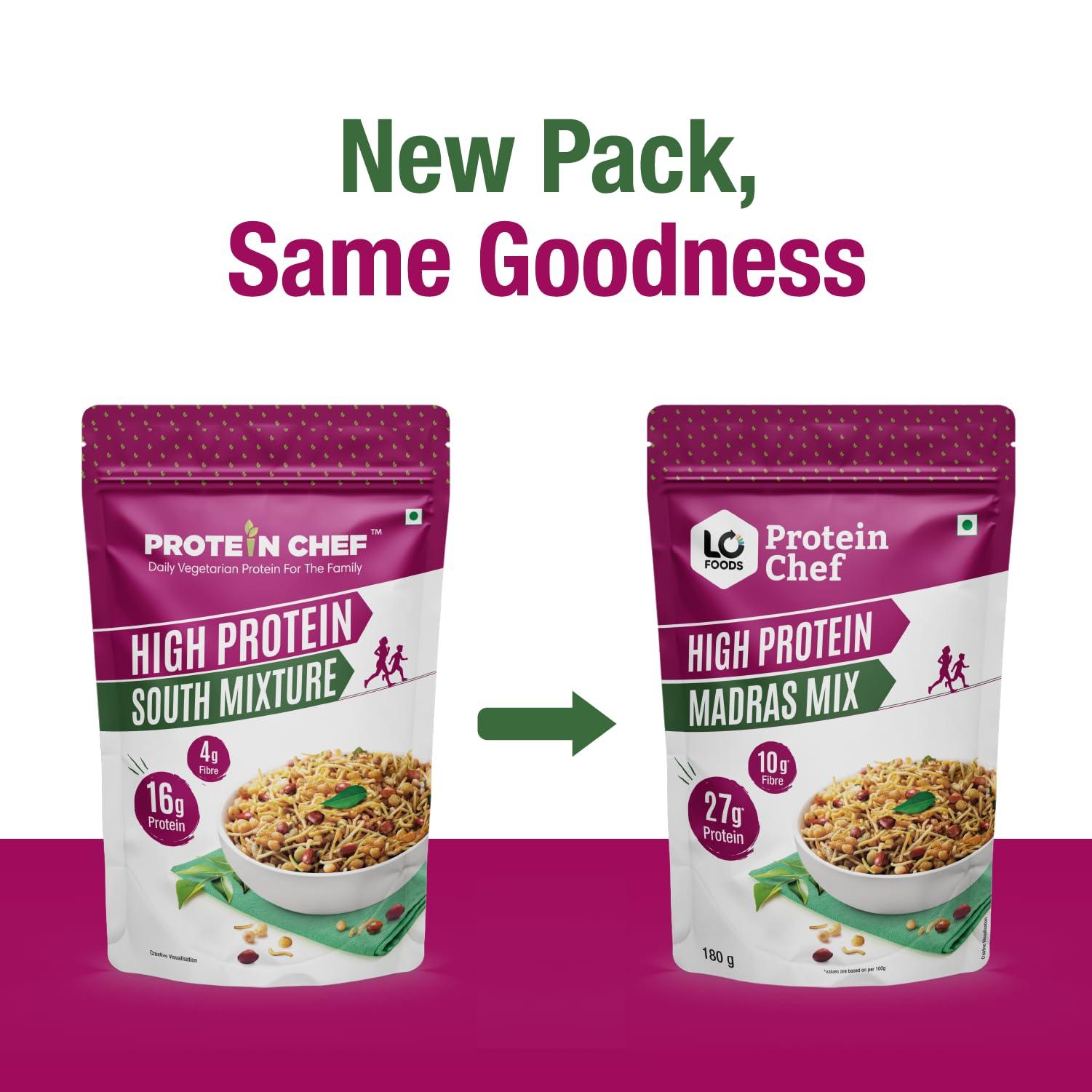 Protein Chef Protein Chef High Protein Snacks South Mixture Namkeen (180g) | 16gm Max Protein per Serve| Guilt free Healthy Snacks | Kerala Mixture style Sugar Free Snacks | Vegan Diet Snacks for Kids, Seniors