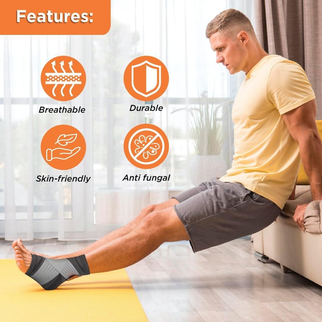 Vissco Vissco Ankler, 2 in 1 Anklet + Binder, Provides support & stability to the ankle for Sprain, Swelling Muscle & Ligament Injuries, Sports Injury- Small (Grey)