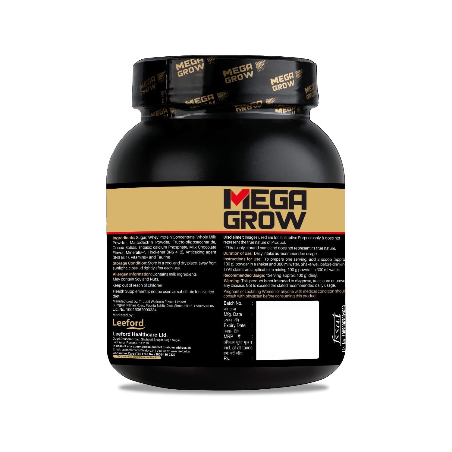 MEGAGROW MEGAGROW Mass Gainer 1Kg,Milk Chocolate Flavor-High Calorie Weight Gain Protein Powder,Bulking Supplement Powder,Mass & Weight Gainer Shakes For Men & Women Total 10 Servings