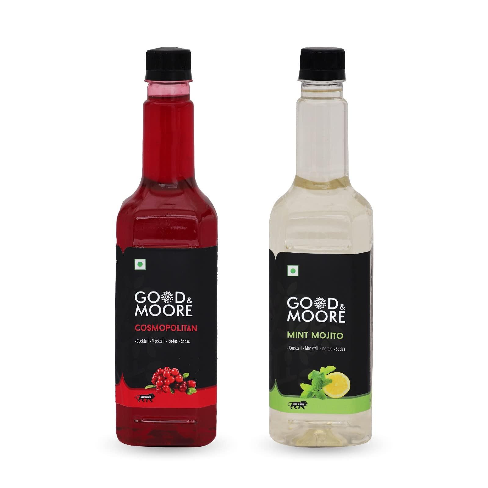 GOOD+MOORE GOOD&MOORE Combo of 2 | Mint Mojito, Cosmopiltan | For Cocktail, Mocktail, Sodas, Ice-teas and more | Concentrated Syrup | (750ml x 2)