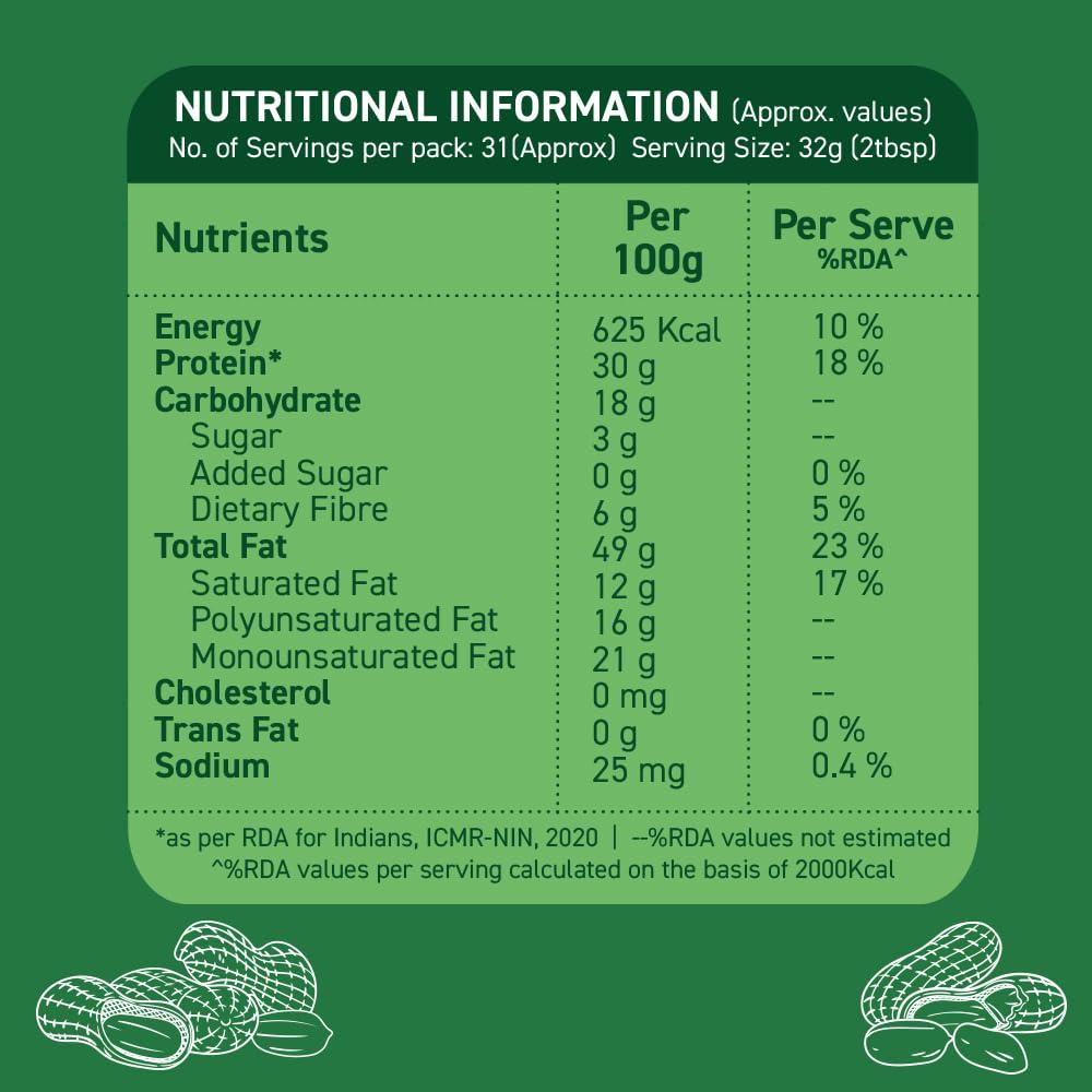 Alpino ALPINO Natural Peanut Butter Crunch 2kg - 100% Roasted Peanuts - 30g Protein, No Added Sugar & Salt, Gluten Free Plant Based, Unsweetened Peanut Butter Crunchy - 1kg, Pack of 2