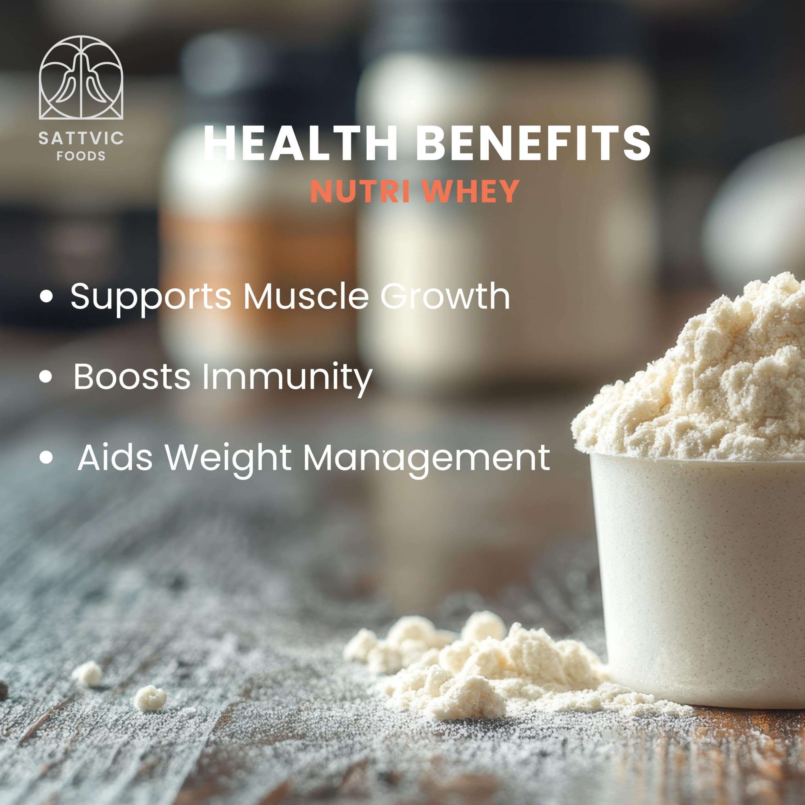 Sattvic Foods Sattvic Foods A2 Whey Concentrate 80% Protein Powder (1 kg) | Certified Organic, Unflavoured Grass-Fed, Non-GMO, Performance Grade Protein Powder | 19.5 g Protein per Serving