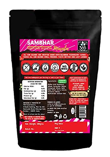 365 STORE TO DOOR 365 STORE TO DOOR Indian Spice - Jain Sambhar Masala, 250 gm | Homemade Powdered | for Healthy Cooking | Ready to use | All Seasonings Spices | Pure & Hygiene | Spice Mix – Pack of 1