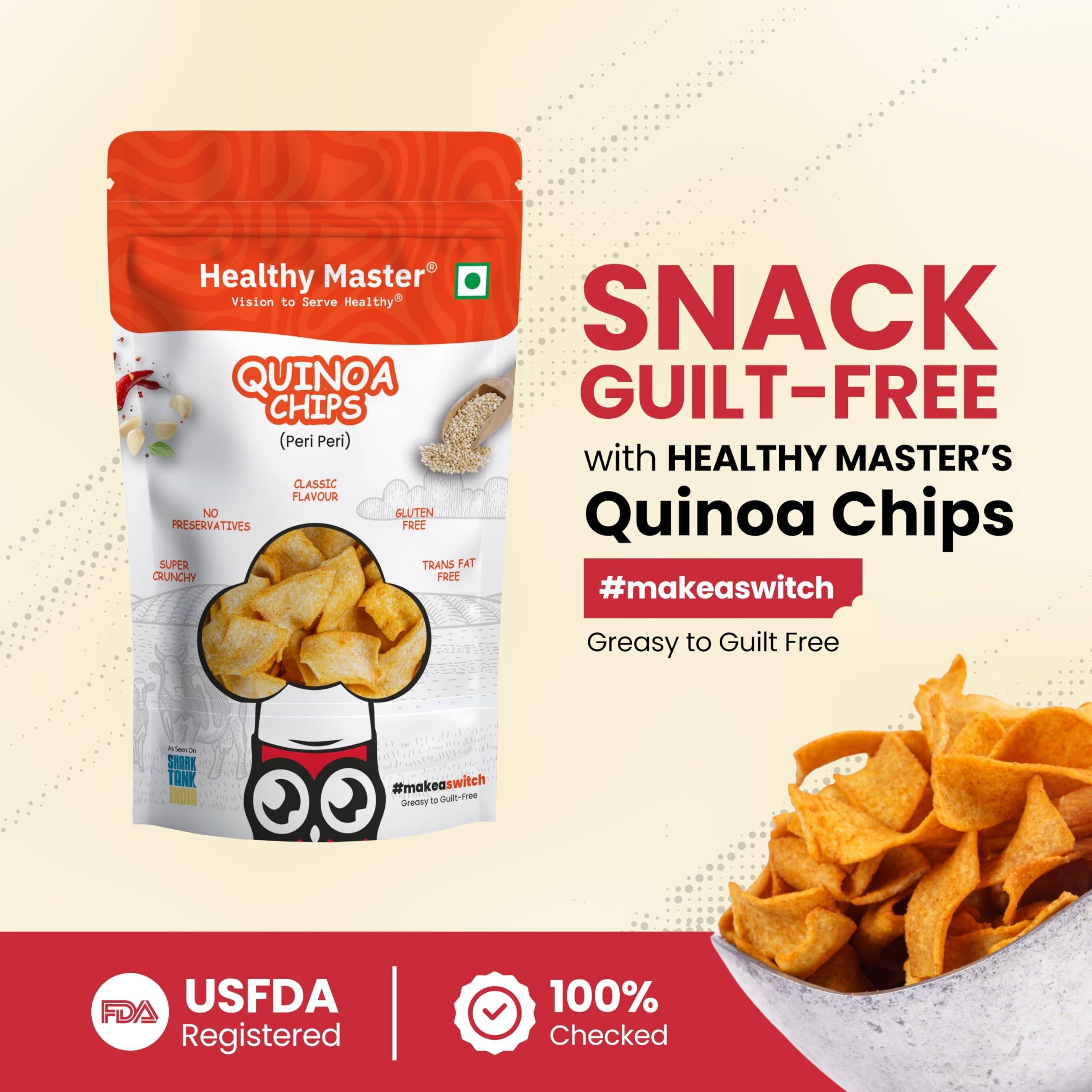HEALTHY MASTER Vision to serve healthy Healthy Master Baked Quinoa Chips with All Natural Ingredients | High in Fiber | Low in Sodium | Gluten-Free | Vacuum Cooked | Oil-Free (Quinoa Chips, 200g)