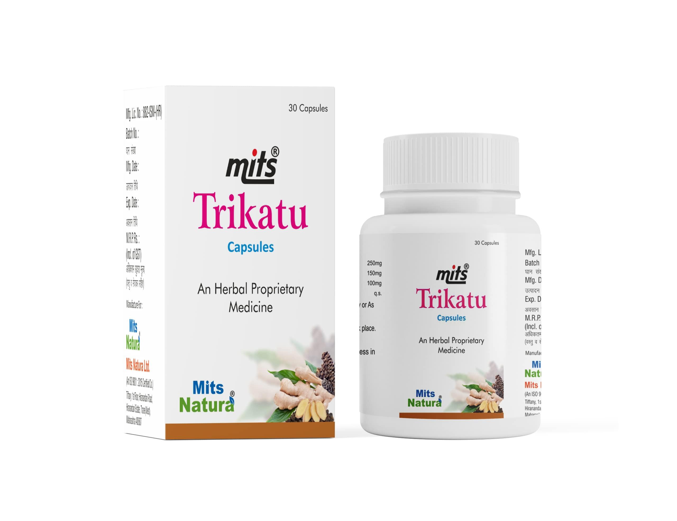 MITS NATURA MITS TRIKATU CAPSULE For Good Digestion Care, 100% Natural, Ayurveda Herb, Health, Dietary, Herbal, Nutrition Supplements