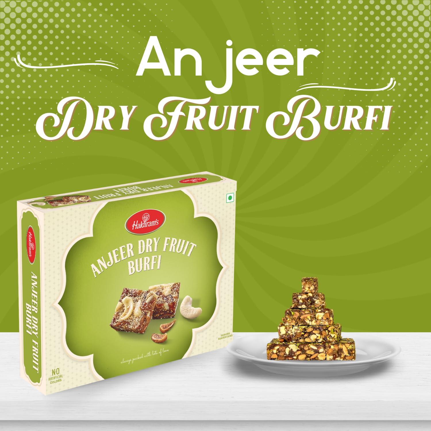 Haldiram’s Haldiram\'s Anjeer Dry Fruit Burfi 400g | Indian Mithai | Anjeer Barfi | Premium Handcrafted Traditional Sweets | No Artificial Colours, Flavours and Preservatives | Indian Sweets Gift Pack | Pack of 1
