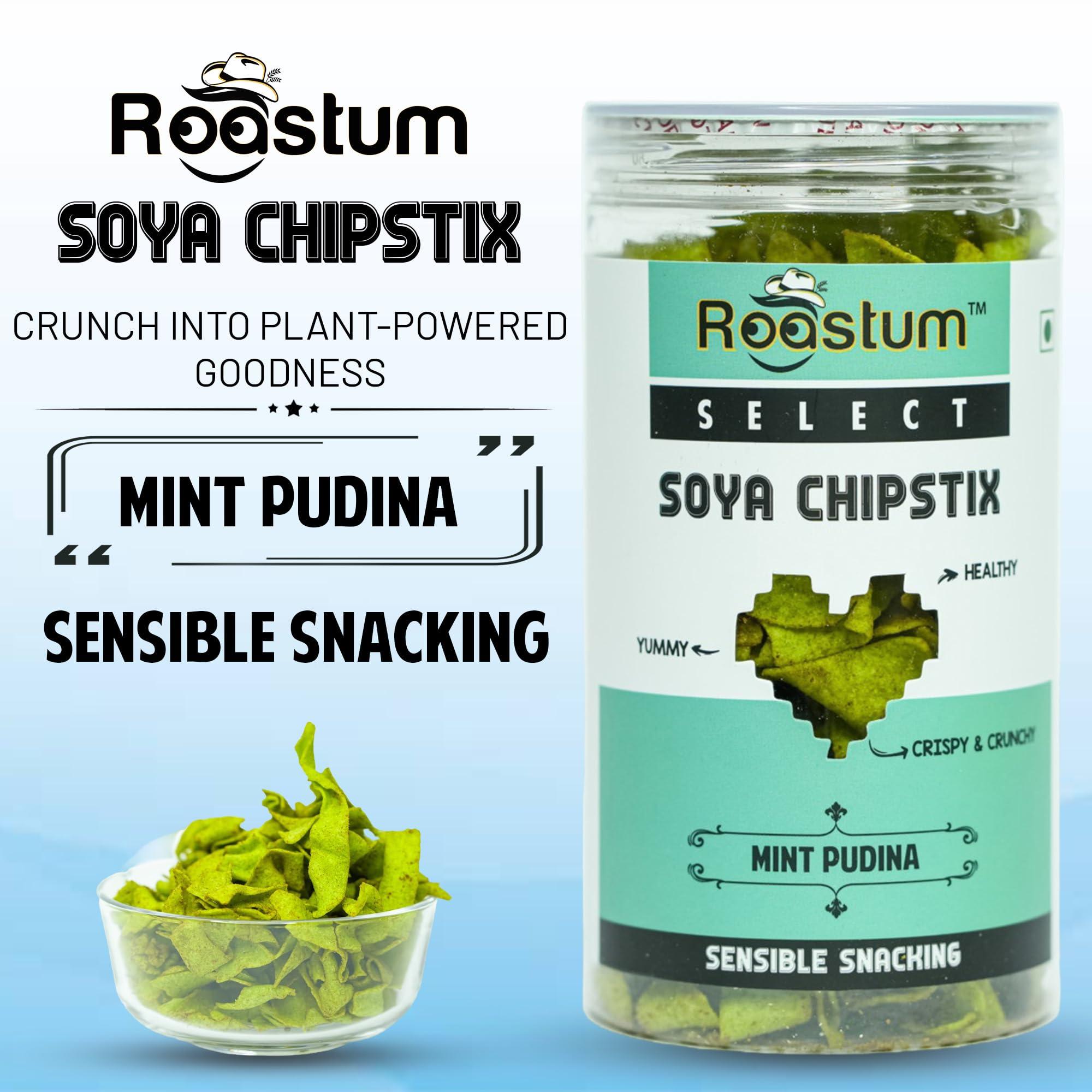 Roastum ROASTUM Soya Chips Healthy Diet Snacks | Soya Sticks - Gluten Free | Diet Friendly Snacks, No Preservatives (Pack of 3, 420GM)