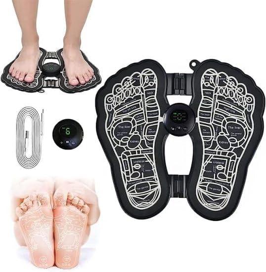 Samtrish SamtrishBioelectric EMS Acupoints Foot Massager Pain Relief Wireless Electric Massage Machine Portable Foot Folding Pad Electric Foot Massage Machine with 8 Modes and 19 Intensities