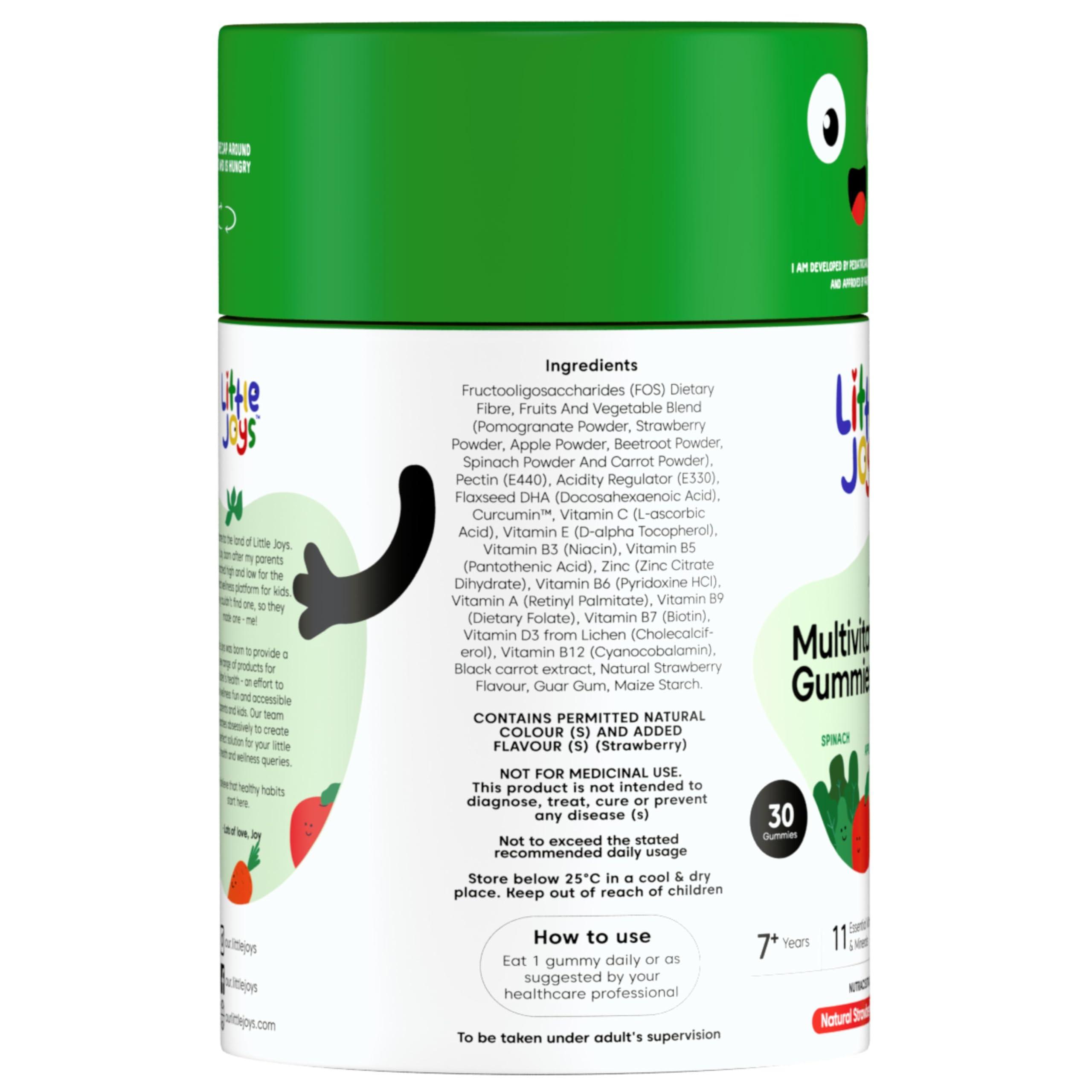 Little Joys Little Joys Multivitamin Gummies (7-12 years) | 60 Days Pack | No Sugar Added | Strawberry Flavour | Boosts Immunity, Bone Health & Digestion | pack of 2