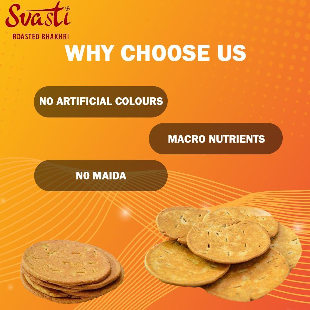 Svasti Svasti Jeera Bhakhri, 200 Gms | Whole Wheat Gujarati Bhakri | Vacuum Packed (Pack Of 4)