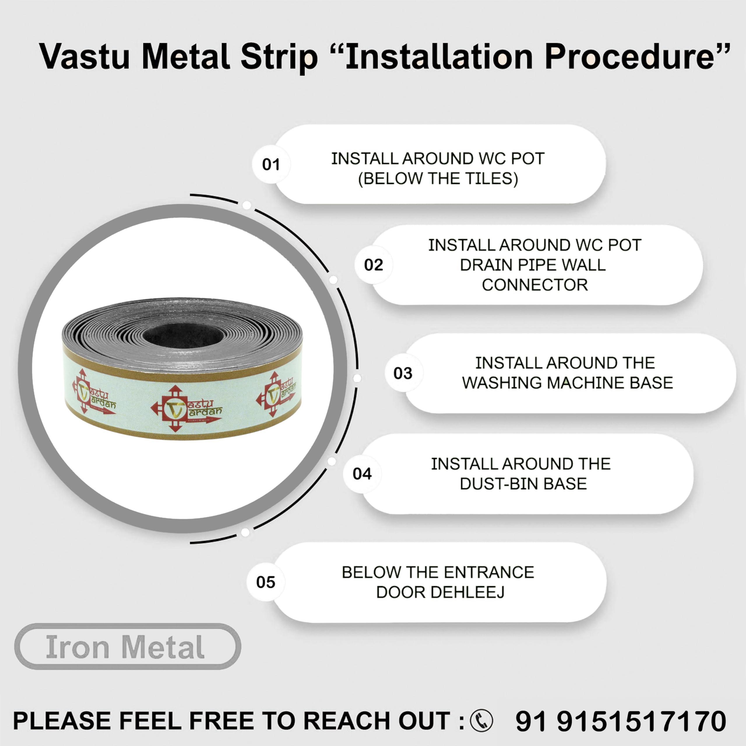 Vastu Vardan Vastu Vardan Iron Strip for Vastu Remedy | 0.5 Inch | Pack of 1 | Iron Vastu Strip Remedy |Width-12MM, Thikness-0.3mm, Length-8 feet Approx. | Vastu Remedy for Toilet and Entrance Correction |