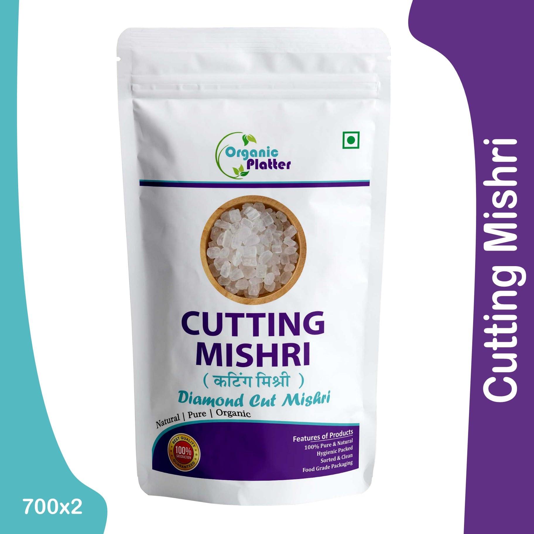 Organic Platter Mishri Dana|Cutting Misri|Sugar Mishri Crystal candy Small|Diamond Cut Mishri (Pouch) (1400gm)