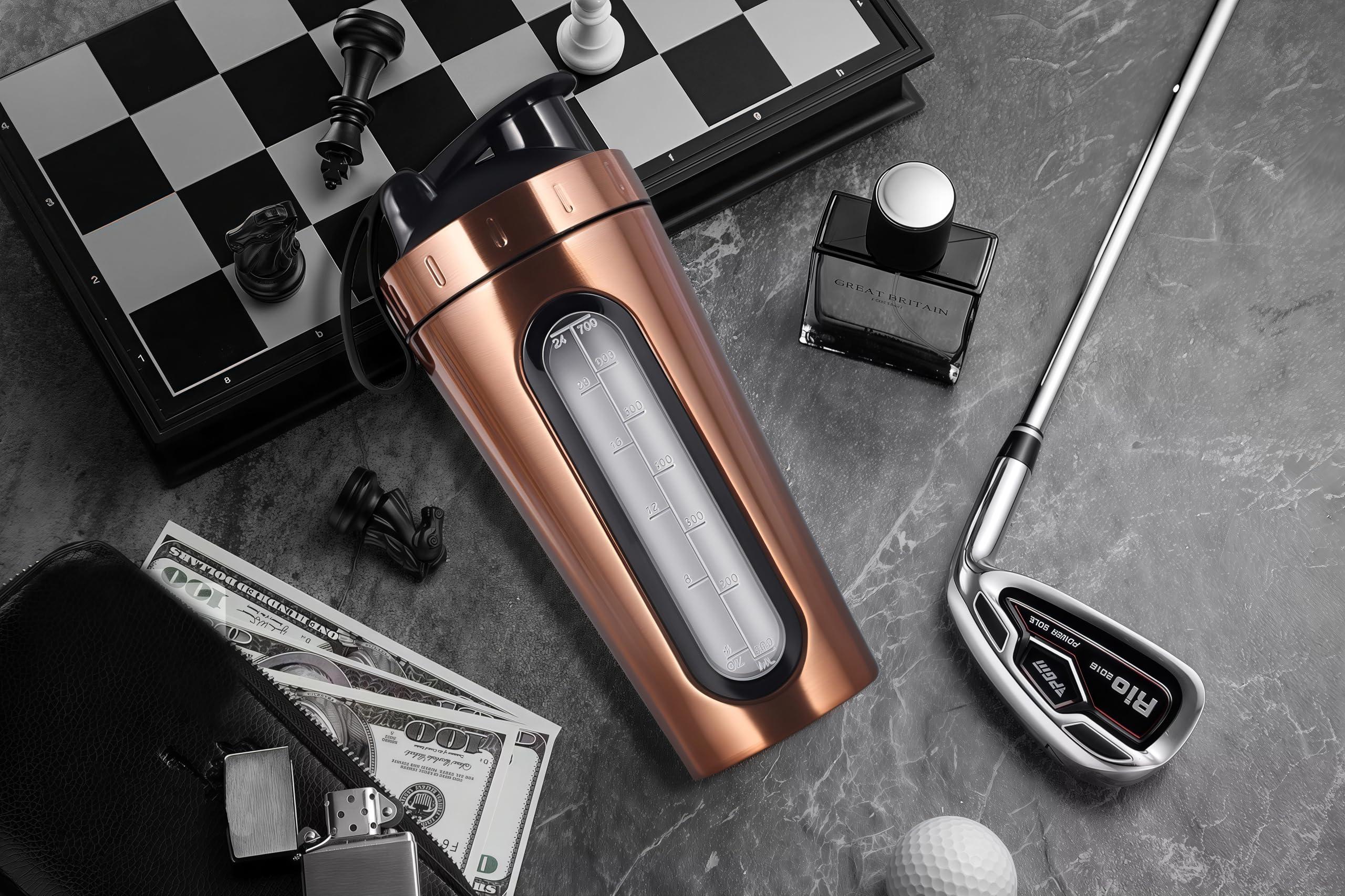 BURRDOFF BURRDOFF Bpa Free Stainless [Visible Window] Steel Shaker Bottles For Protein Shake, Gym (Copper Rose Gold) - 950 Ml, Pack Of 1, 850 Milliliter