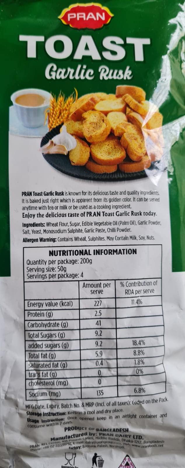 Pran Pran Toast Garlic Rusk, 200g