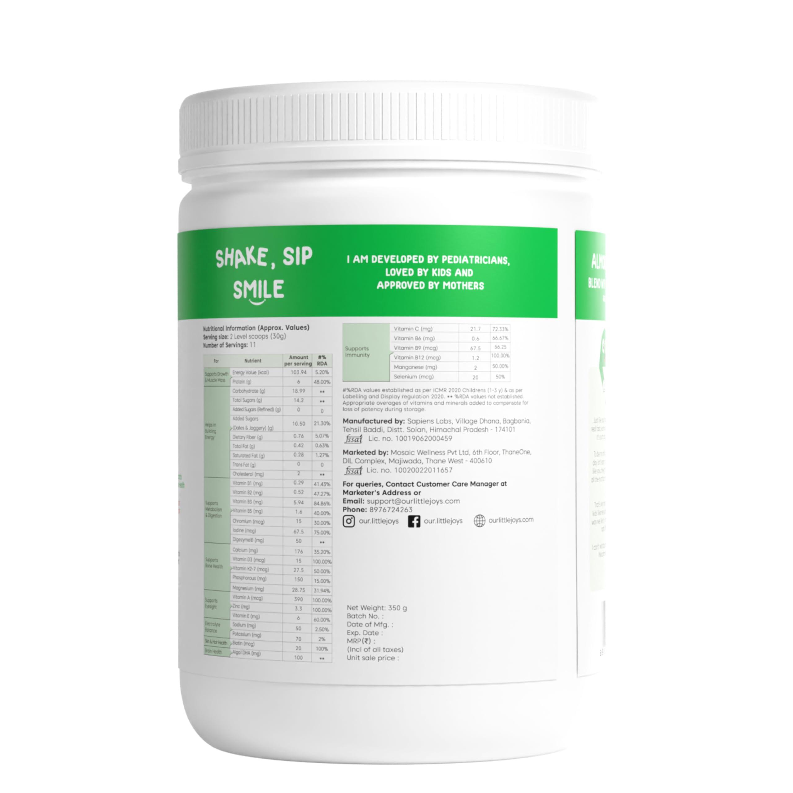 Little Joys Little Joys Nutrimix Nutrition Powder 350g | 2-6 Years | No Refined Sugar | Supports Healthy Growth & Boosts Immunity | With Ragi, Bajra, Almonds & Oats | Strawberry Flavour