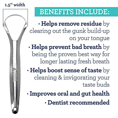 GuruNanda Guru Nanda Stainless Steel Tongue Scraper (Pack of 2), Fights Bad Breath, Medical Grade 100% Stainless Steel, Great for Oral Hygiene, Tongue Cleaner for Adults and Kids