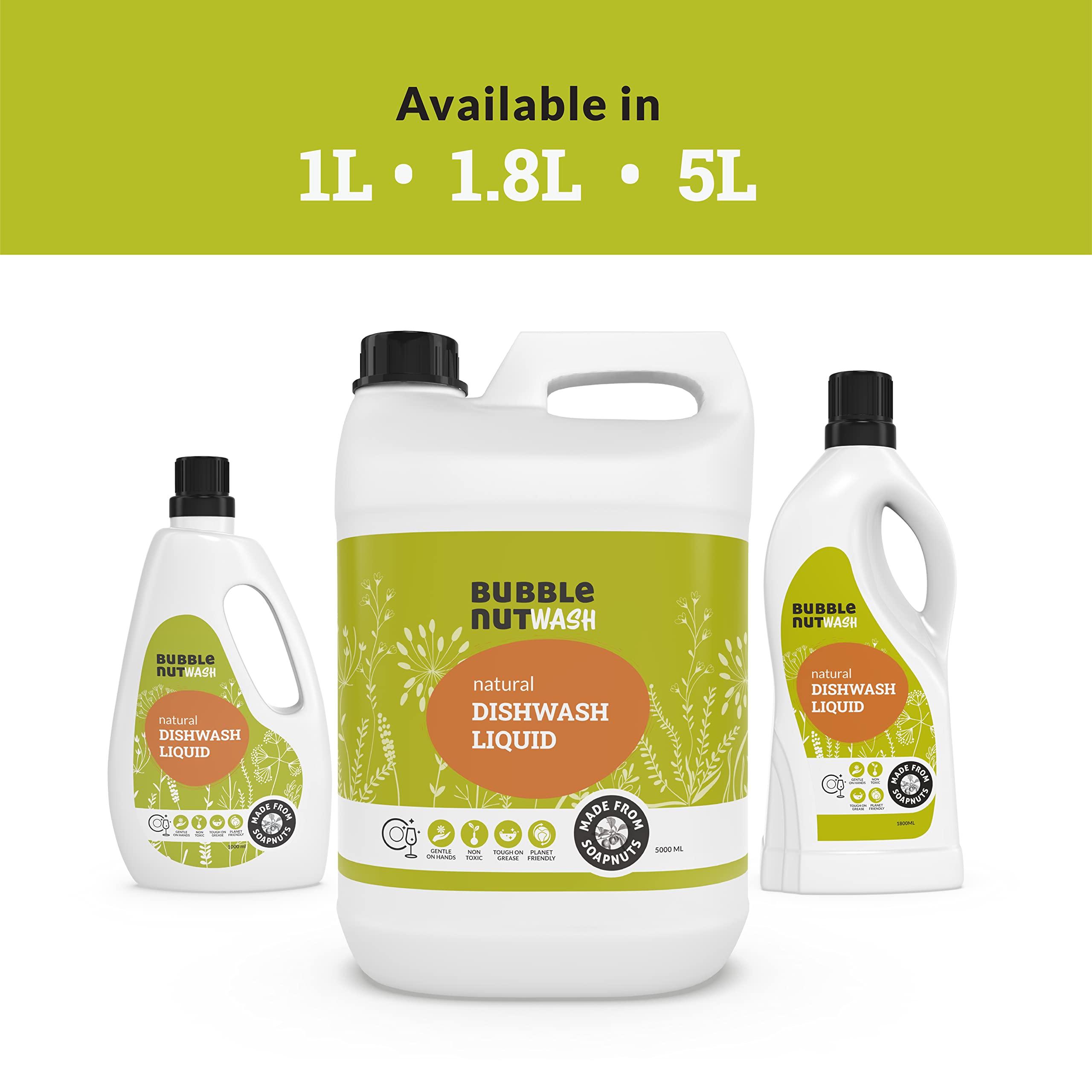 BubbleNut Wash BubbleNut Wash Natural And Organic Dishwash Liquid (1.8 Lits), Soap nuts-based, Baby safe, Eco friendly Herbal Dish washing Liquid, Hypoallergenic, Sensitive Skin (1.8 Lits)