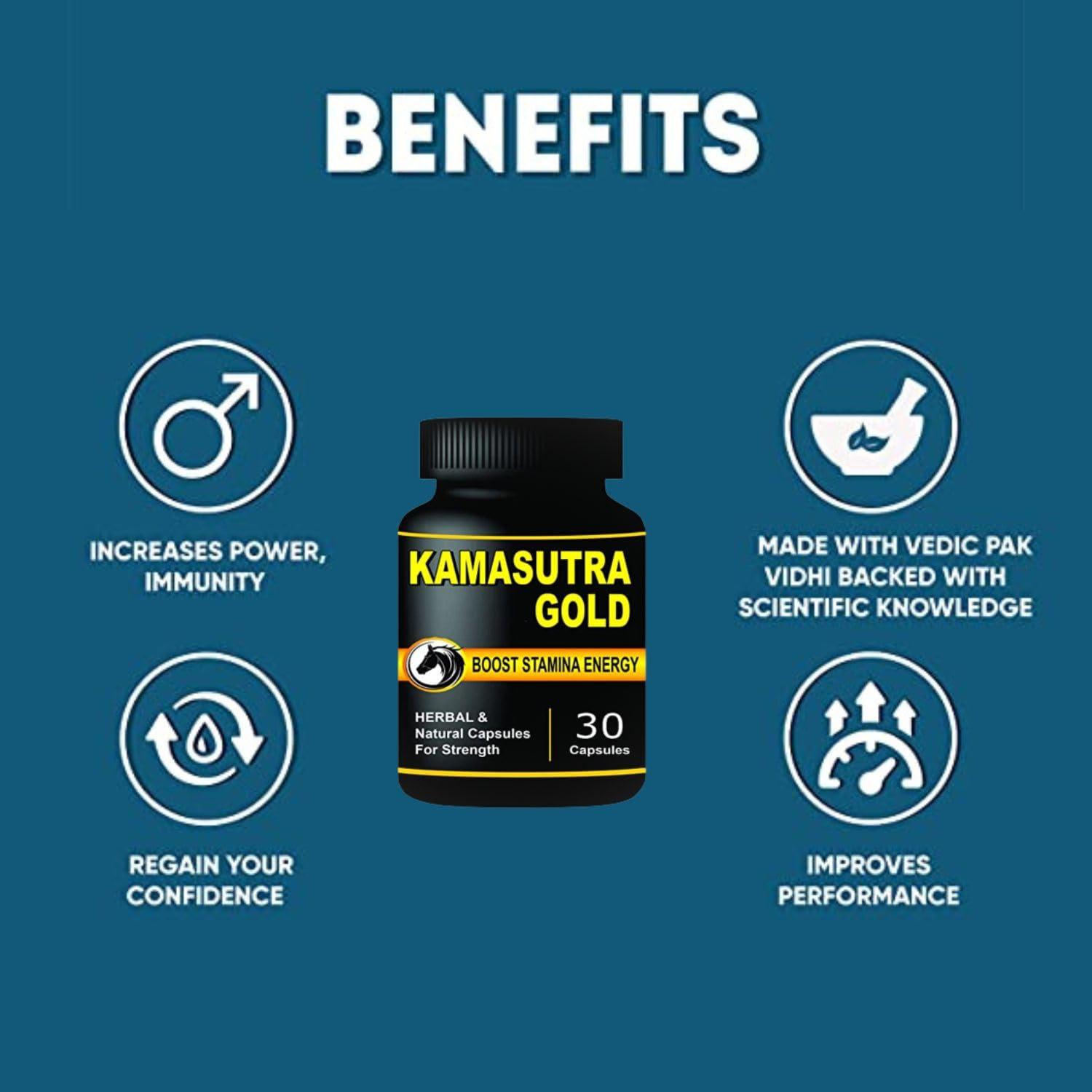 Generic 69 Products Origonal KamaSutra Gold Capsule For Men PWR Endurance, Only For Men - 30 Caps Bottle (Pack of 2)