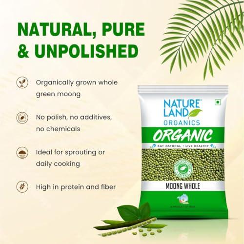 NATURELAND ORGANICS Natureland Organics Moong Sabut / Whole Daal 500 Gm - Organic Healthy Pulses