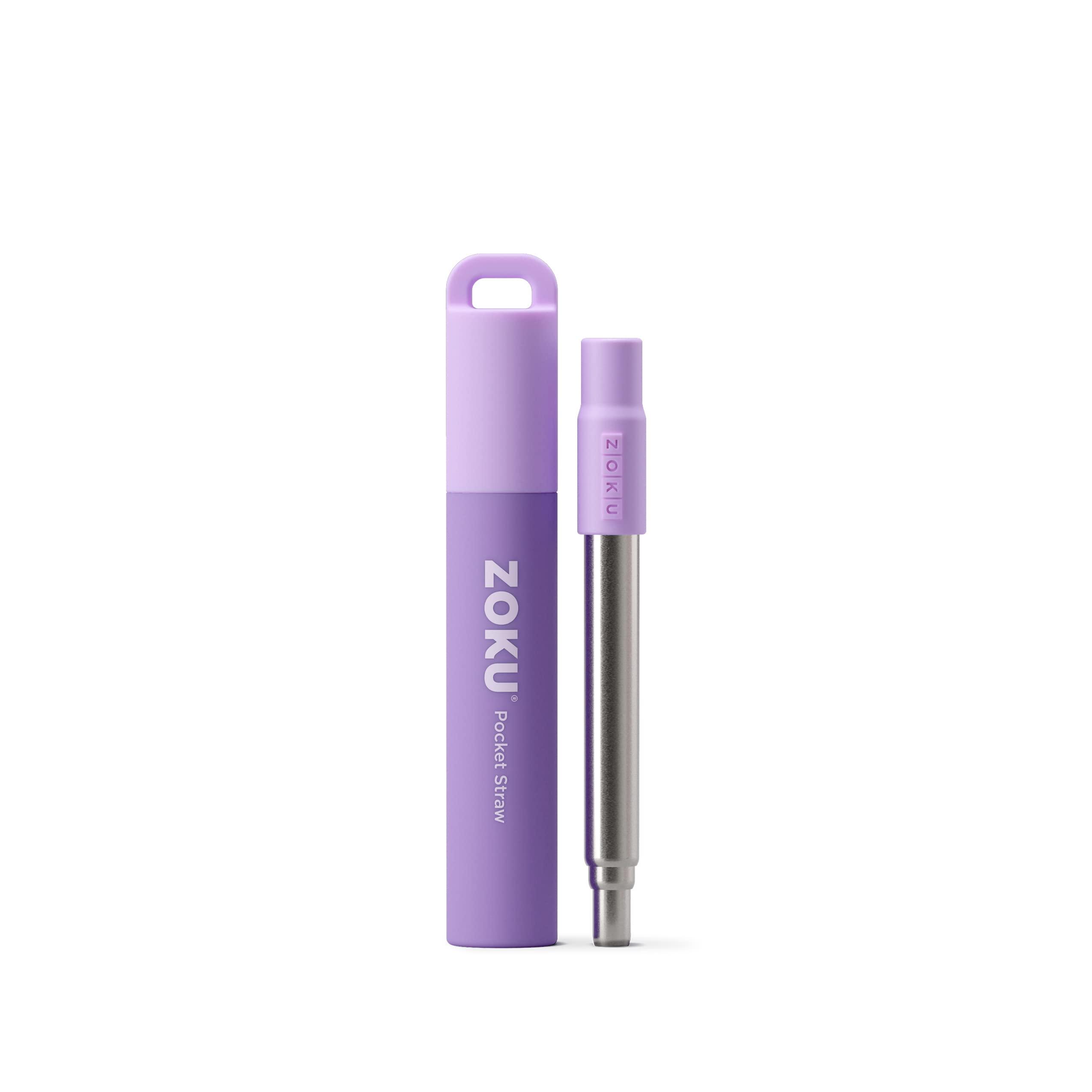Zoku ZOKU - Reusable Straw with Case for thinKitchen:, for Travel, Work and On The Go, Collapsible Stainless Steel Metal Straw with Silicone Mouthpiece, Ideal for Key Chains, Pockets