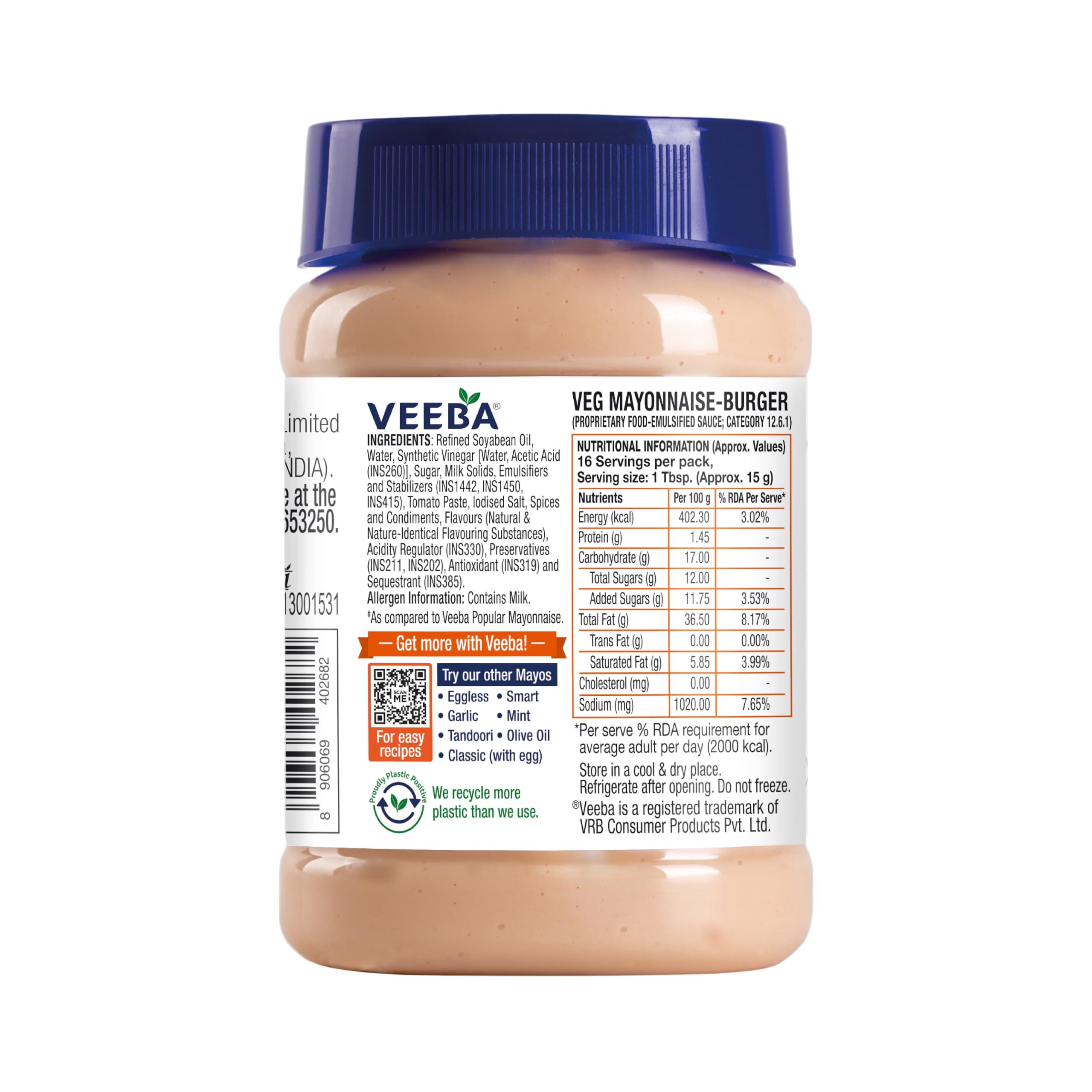 VEEBA Veeba Mayonnaise Combo - Eggless Mayonnaise, 250gm with Garlic Mayonnaise, 250gm and Burger Mayonnaise 250gm - Pack of 3