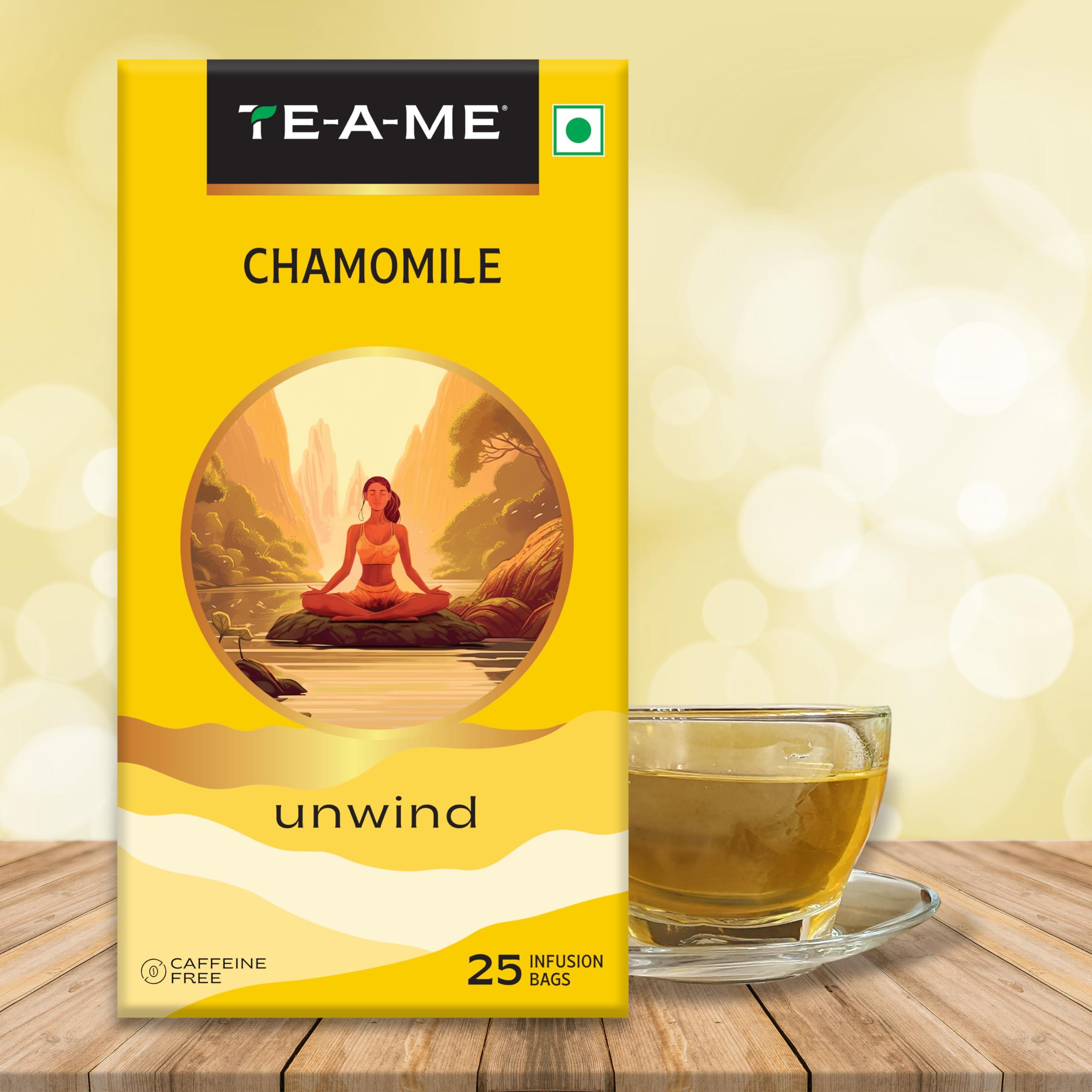 TE-A-ME TE-A-ME Chamomile Tea, 100 Tea Bags (4 Boxes x 25 Tea Bags = 100 Tea Bags) | Chamomile Tea | Herbal Tea | Chamomile Tea Bags | Chamomile Tea for Sleep | Chamomile | Herbal Tea Bags | Flower Tea