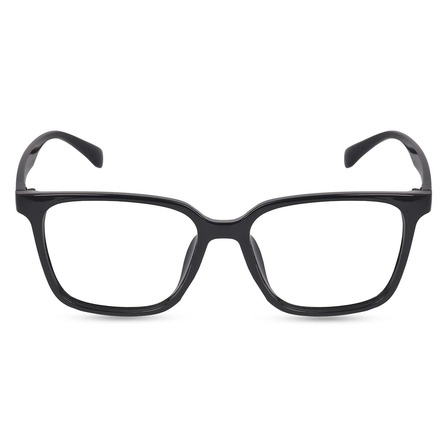 Dervin Dervin Blue Light Blocking Glasses Gaming Filter Transparent Square Eyeglasses for Eye Protection Men and Women, Computer/Tablet/Laptop/Mobile/TV, Anti-blue & Anti eyestrain (Black)