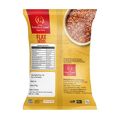 GANGAGREENS AND GRAINS GangaGreens and Grains Flax Seeds, Soft Crunchy Brown Seeds (200 Gram)