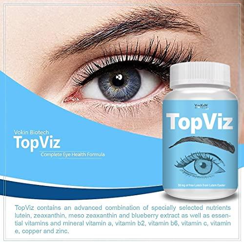 Vokin Biotech Vokin Biotech TopViz Eye Care Supplement to Improve Vision, Blue Light & Digital Guard (Lutein, Zeaxanthin) -Pack of 90 Vegetarian Tablets