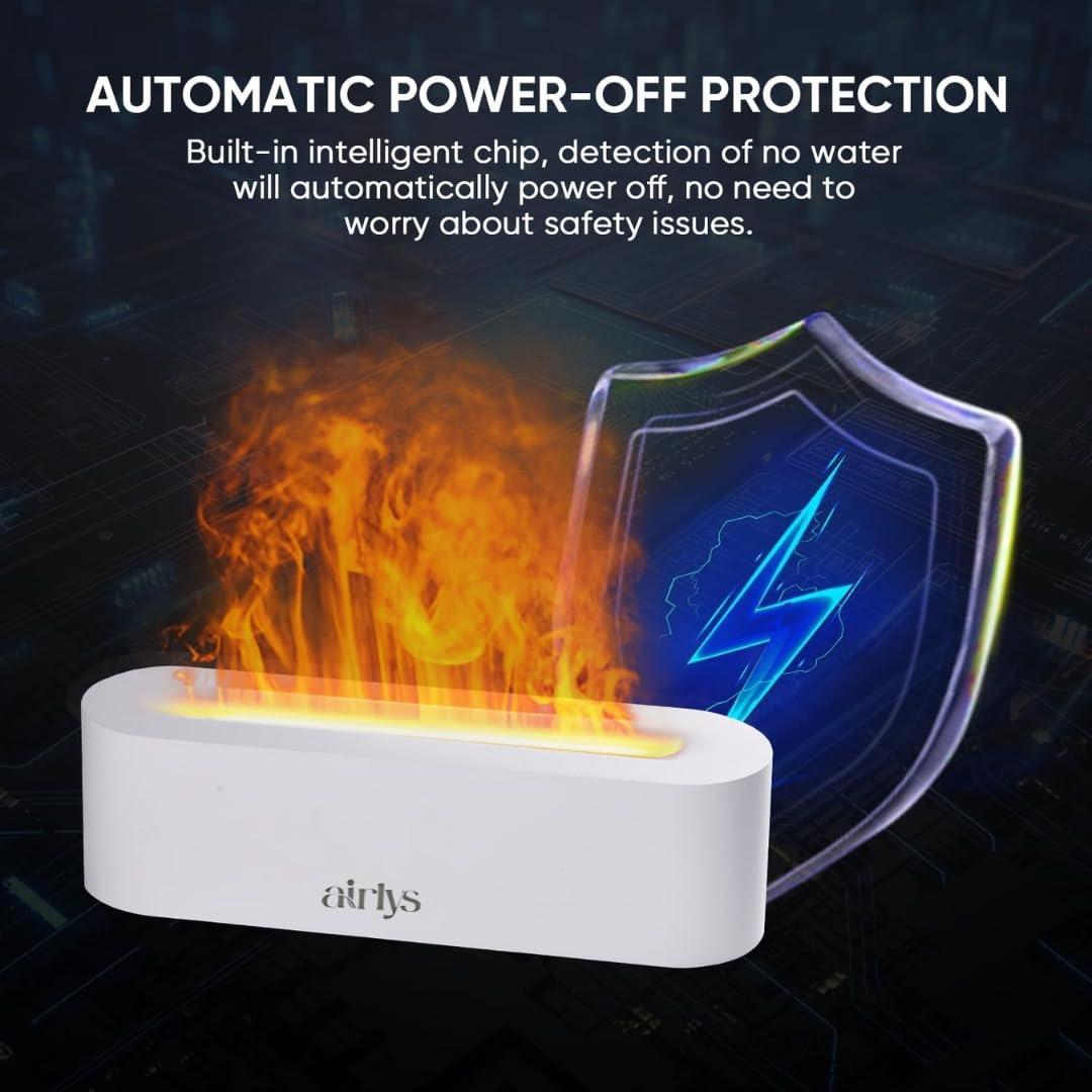 airlys Airlys Flame Diffuser: 150ml Aromatherapy with 7-Color LED Light, Customizable Timer, and Mesmerizing Flame Effect for Relaxation and Ambiance