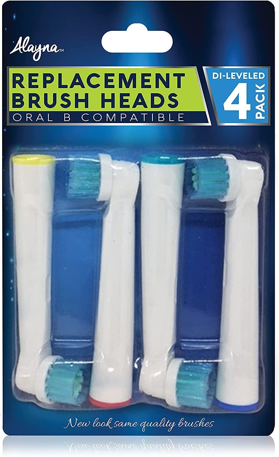 Alayna Toothbrush Replacement Heads Compatible with Oral B Braun, Pk of 8 Best Professional Brush Heads for Oralb Kids, Soft, Sensitive, Triumph, Pro 1000