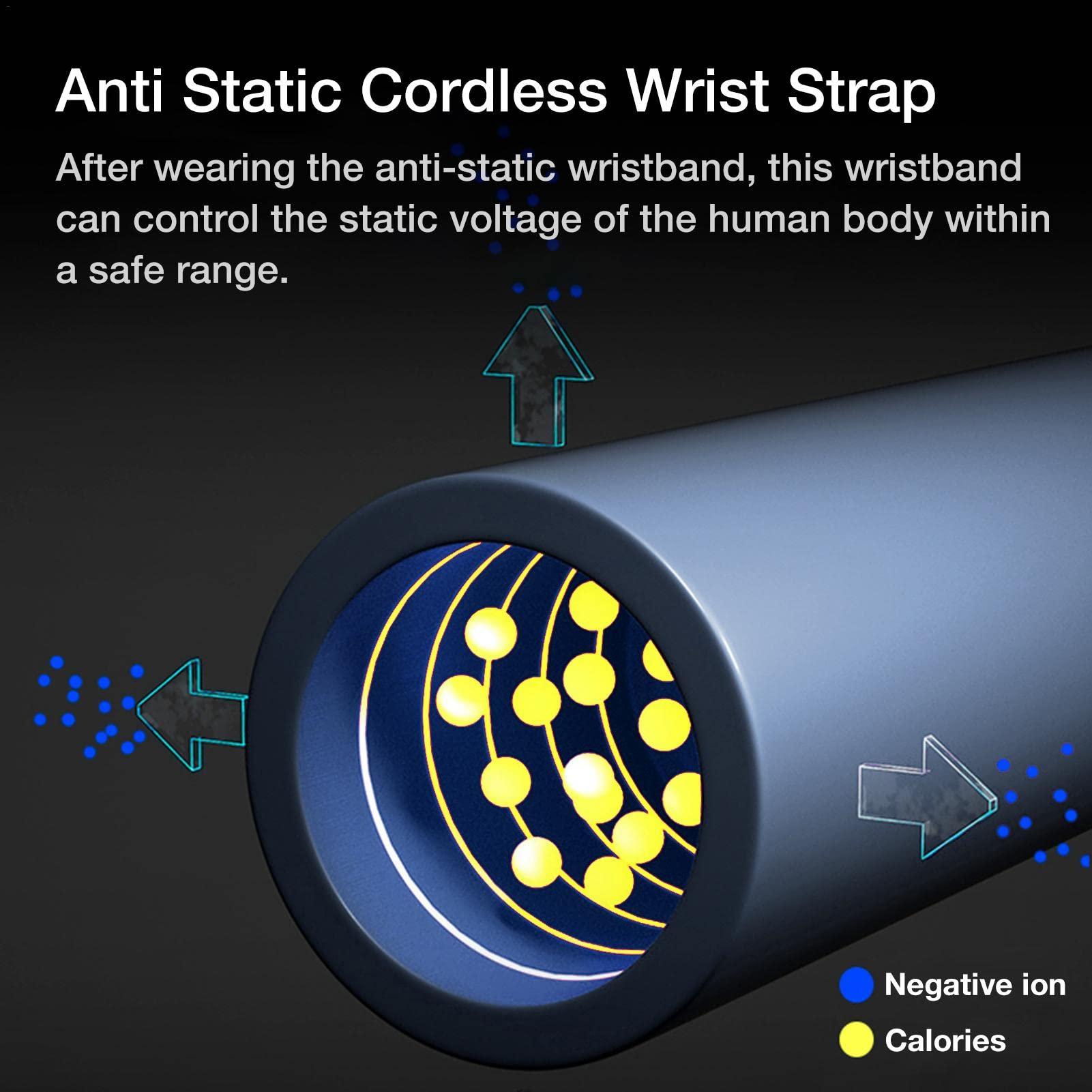 Topaty Topaty Anti-Static Cordless Wrist Strap | Automatic Electrostatic Removal Bracelet Human Body in Winter | Not Easy Fall Off Adjustable Antistatic Static Silicone Wristband for Men and Women