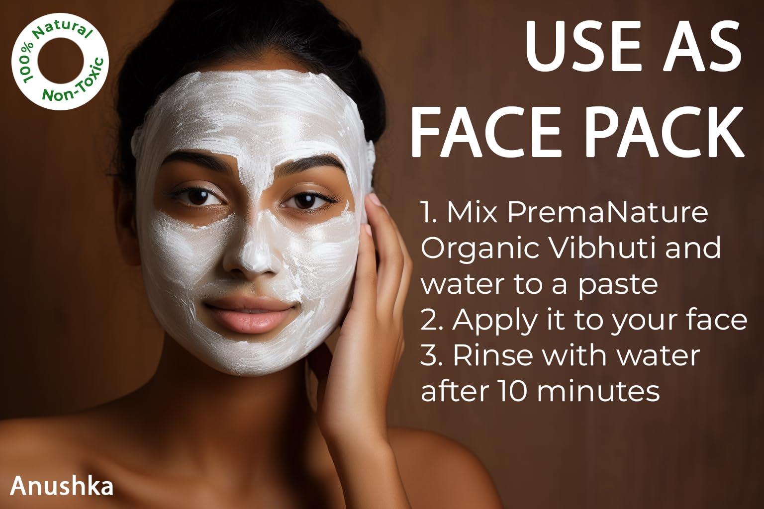 PremaNature Prema Nature Organic Vibhuti 250g (100% Natural) Face Pack/Holy Ash/Viboothi/Bibhuti/Tambaku/Bhasma |Bhasma for Shiv Puja