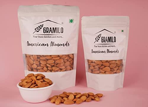 Gramilo-Your basic kitchen and more .. GRAMILO American Almond Regular, Natural & Healthy Superfood Energy Snack for Ideal for Baking, Salads & Snacking Delicious Dry Fruits, Good Source of Protein and Minerals,Pack of 250 Gram