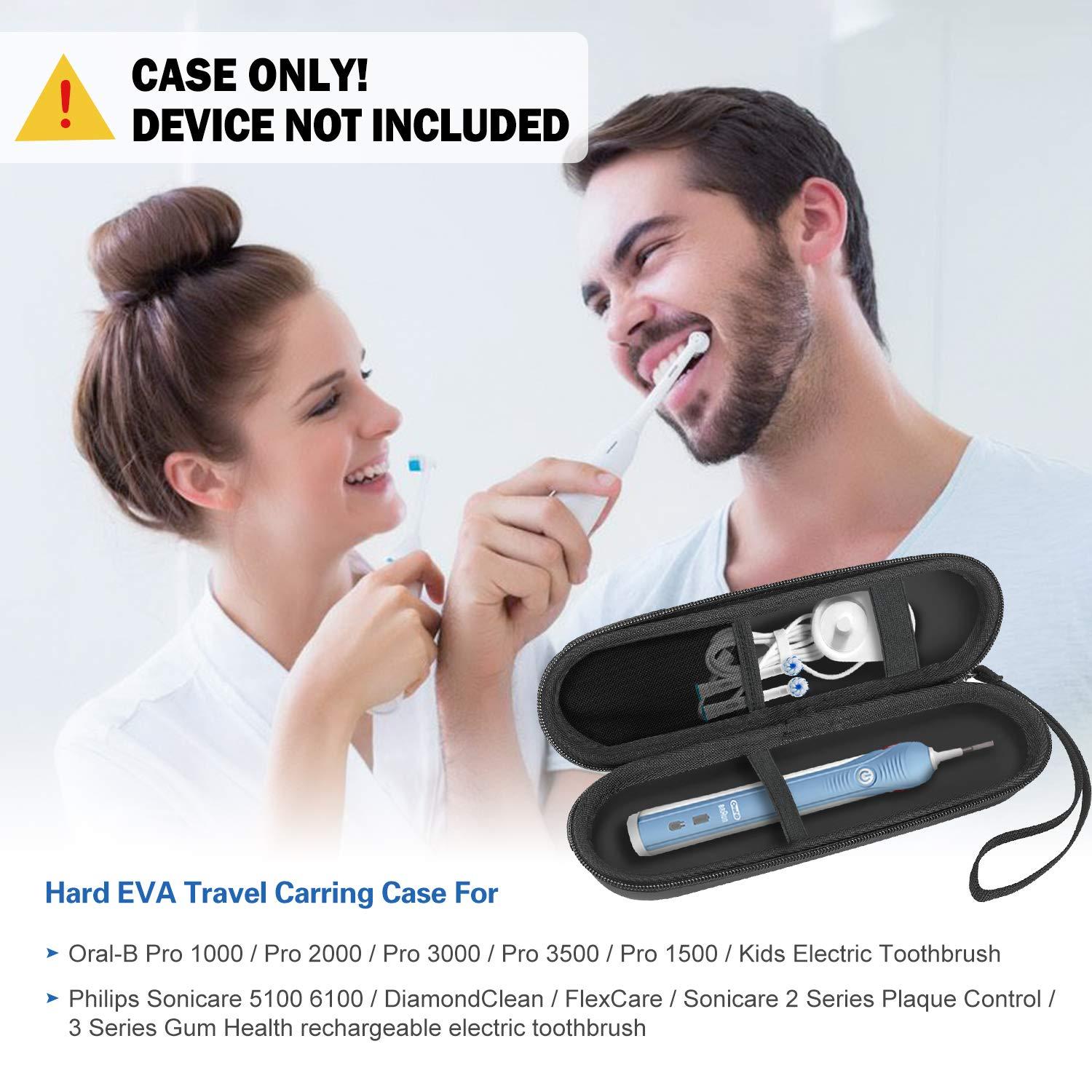ProCase ProCase Electric Toothbrush Hard Travel Case for Oral-b Pro 1000 1500 7000 8000/ Philips Sonicare 5100 6100, Battery Toothbrush Carrying Case Holder Container, Mesh Pocket for AccessoriesBlack