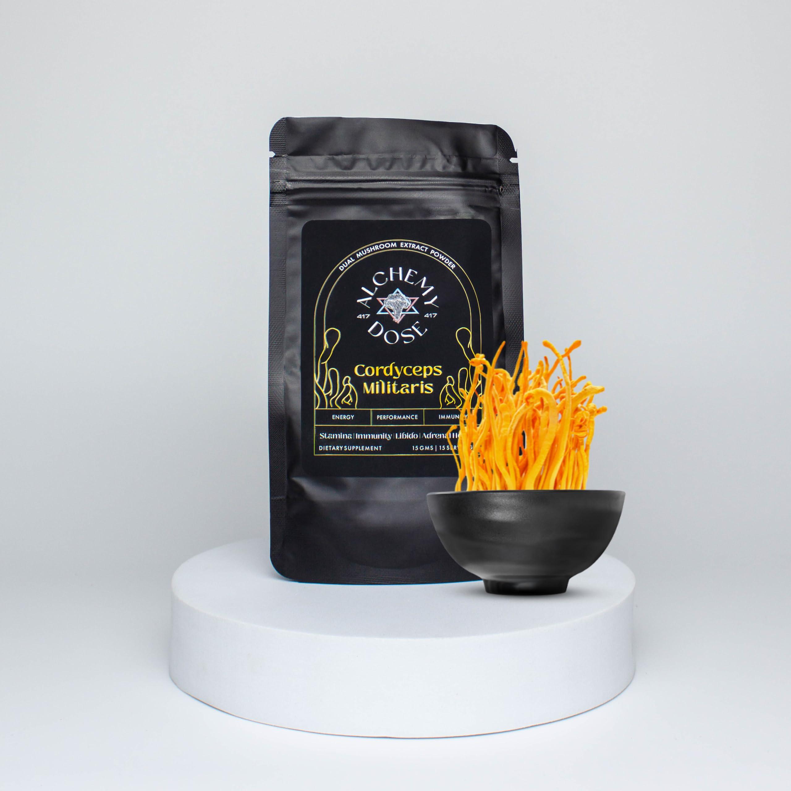 417 Alchemy Dose Cordyceps Militaris Extract Powder-Premium 100% Pure Mushroom Supplement Packaging Type: Dose Bag, Size: 15 Servings