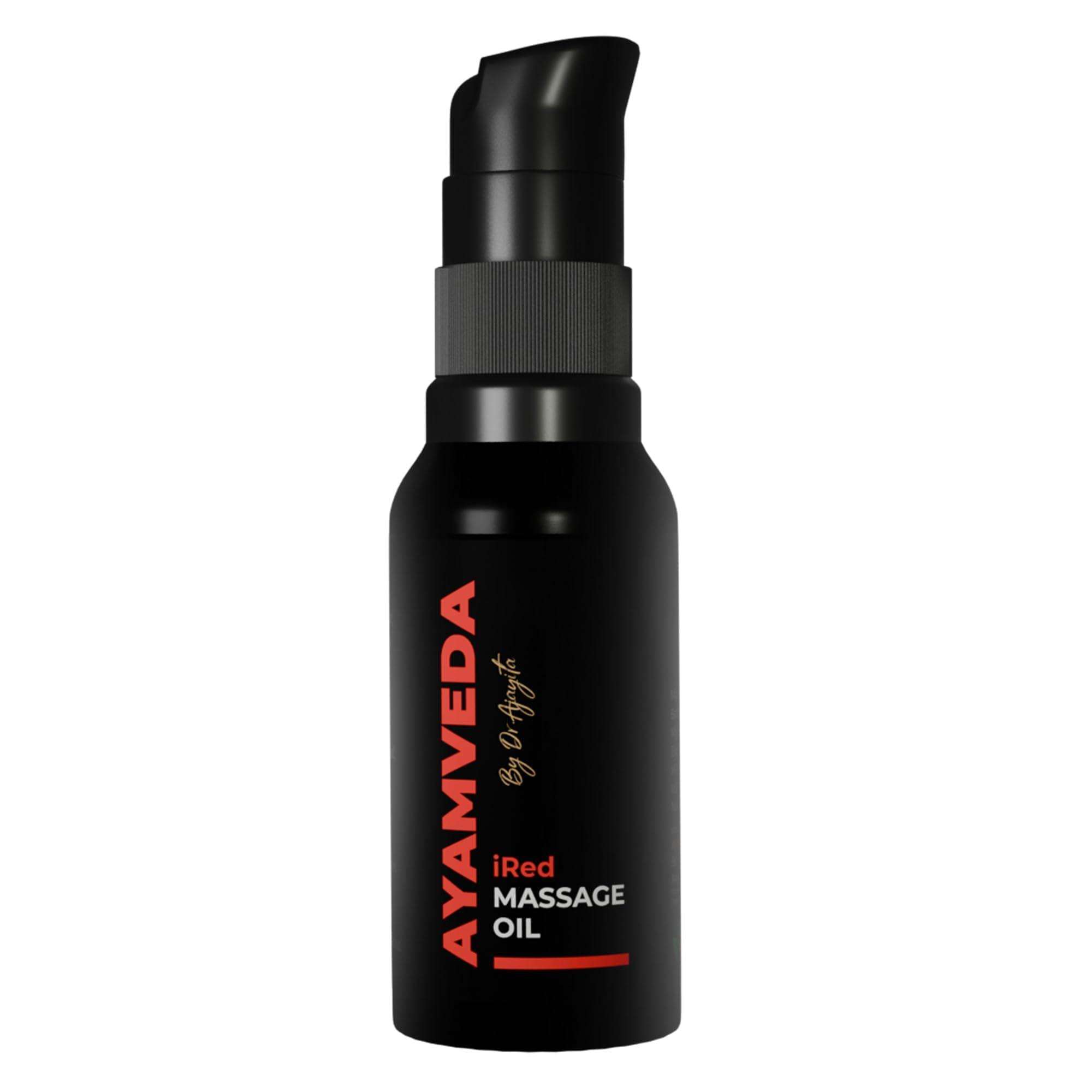 AyamVeda AyamVeda by Dr.Ajayita - iRed Massage Oil For Men with 60+ Premium herbs like Ashwagandha I Strength and Stamina Destroyer of Weakness (60 Days Pack) For External Use Only | No Side Effects