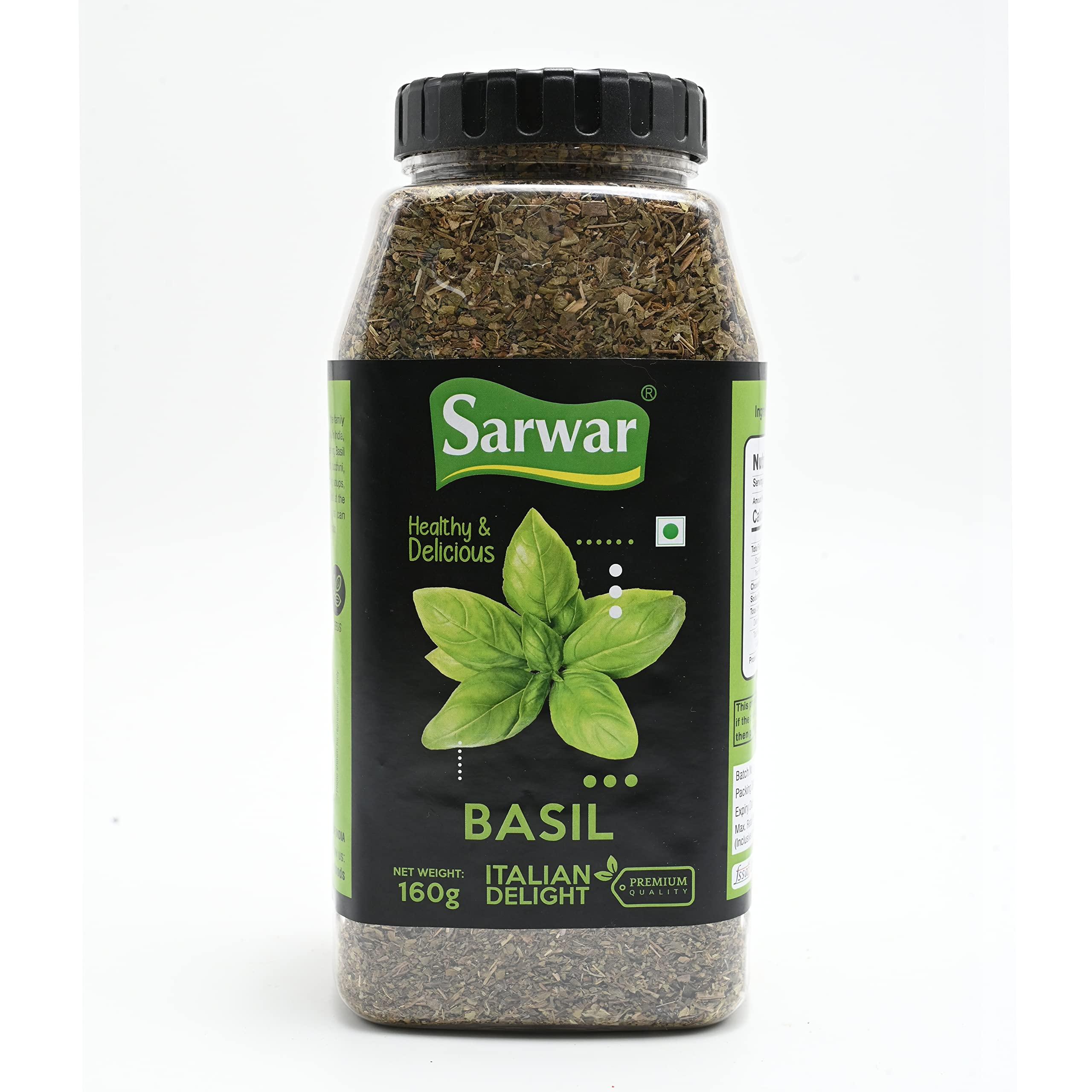 "SARWAR" Sarwar Dried Basil Leaf Flakes, 160g
