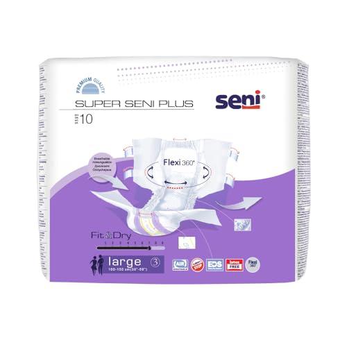 Seni Super Seni Plus breathable tape style adult diapers | double wetness indicator | premium fasteners | latex free | ultra absorbent | odour stop | dermatologically tested | side leakage protection |size large | waist size 39\" - 59\" (100 cm - 150 cm) 