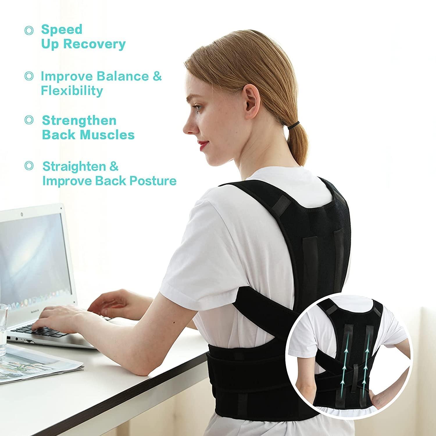 VK SURGICAL VK SURGICAL Premium Magnetic Back Brace Posture Corrector Therapy Shoulder Belt for Lower & Upper Back Pain Relief with Back Support Plates for Woman (Free Size)