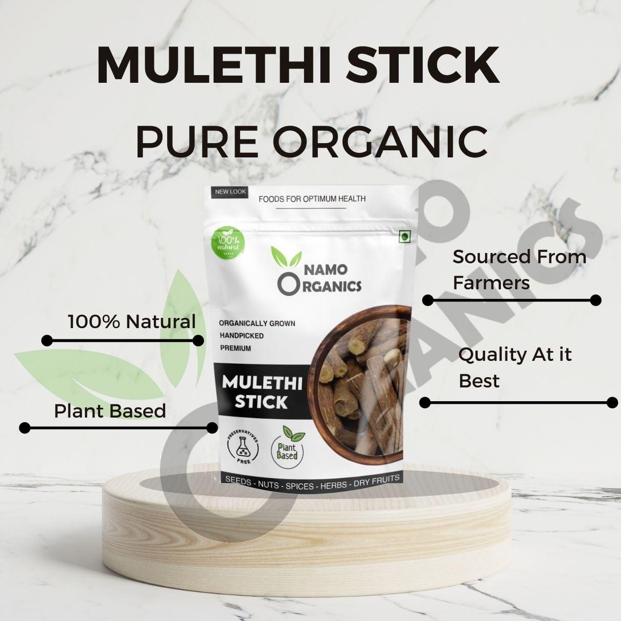 Namo Organics NamoOrganics - Mulethi Stick For Eating - 200 Gm - yashtimadhu/Licorice Roots for Throat