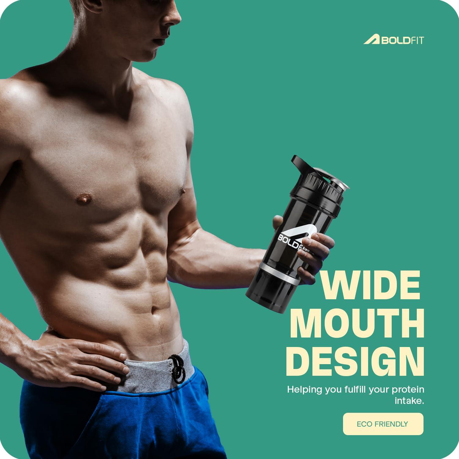 Boldfit Boldfit Plastic Gym Shaker For Protein Shake Leakproof Shaker Bottles For Protein With Extra Compartment,Preworkout&Bcaa Shake,Protein Shaker Bottle For Gym,Gym Bottle For Men And Women Black-500 Ml