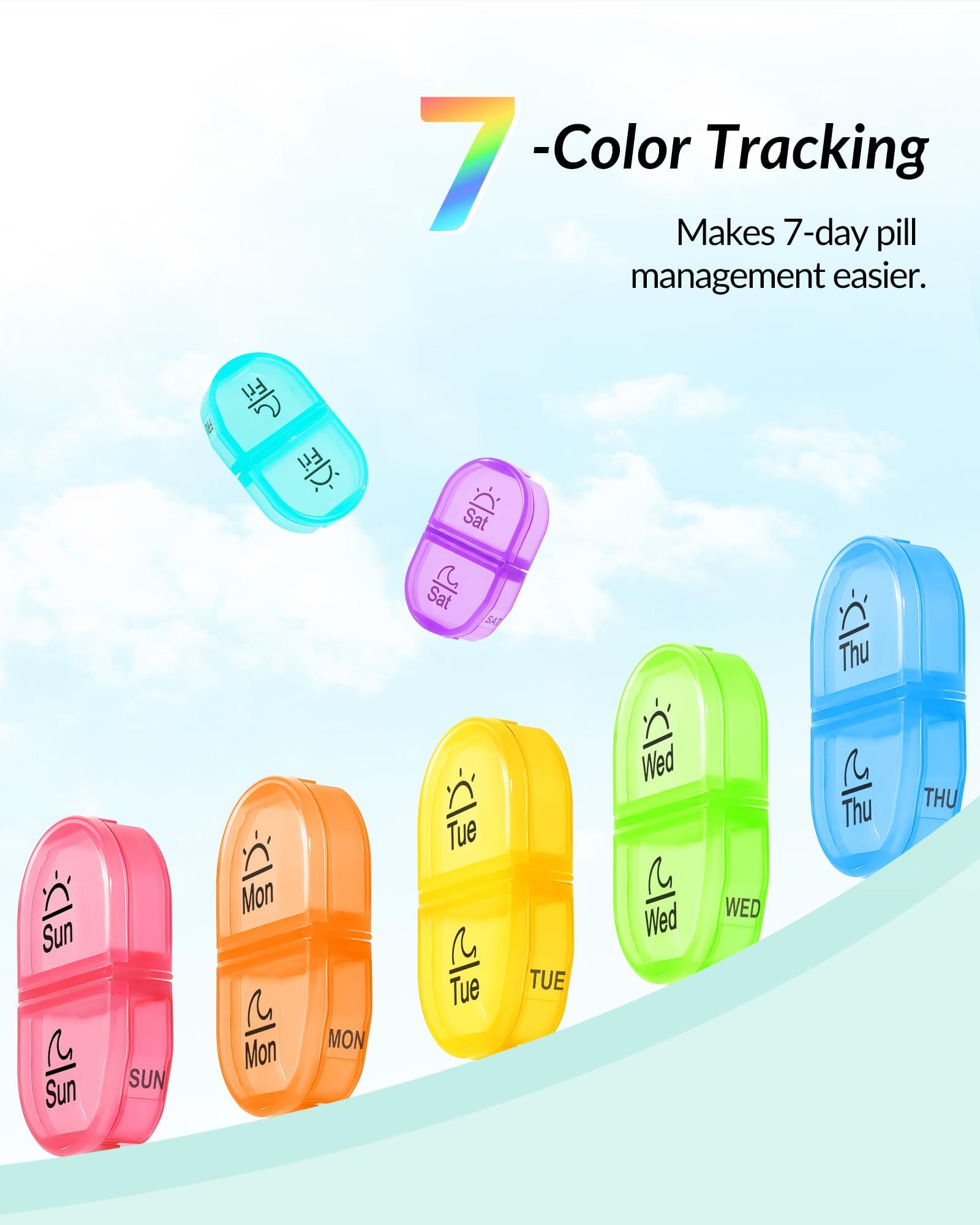 ZIKEE Zikee Weekly Pill Organizer 2 Times a Day, AM PM Pill Box with 7 Detachable Pill Case to Hold Medicine, Medication, Vitamins and Fish Oils (Clear)