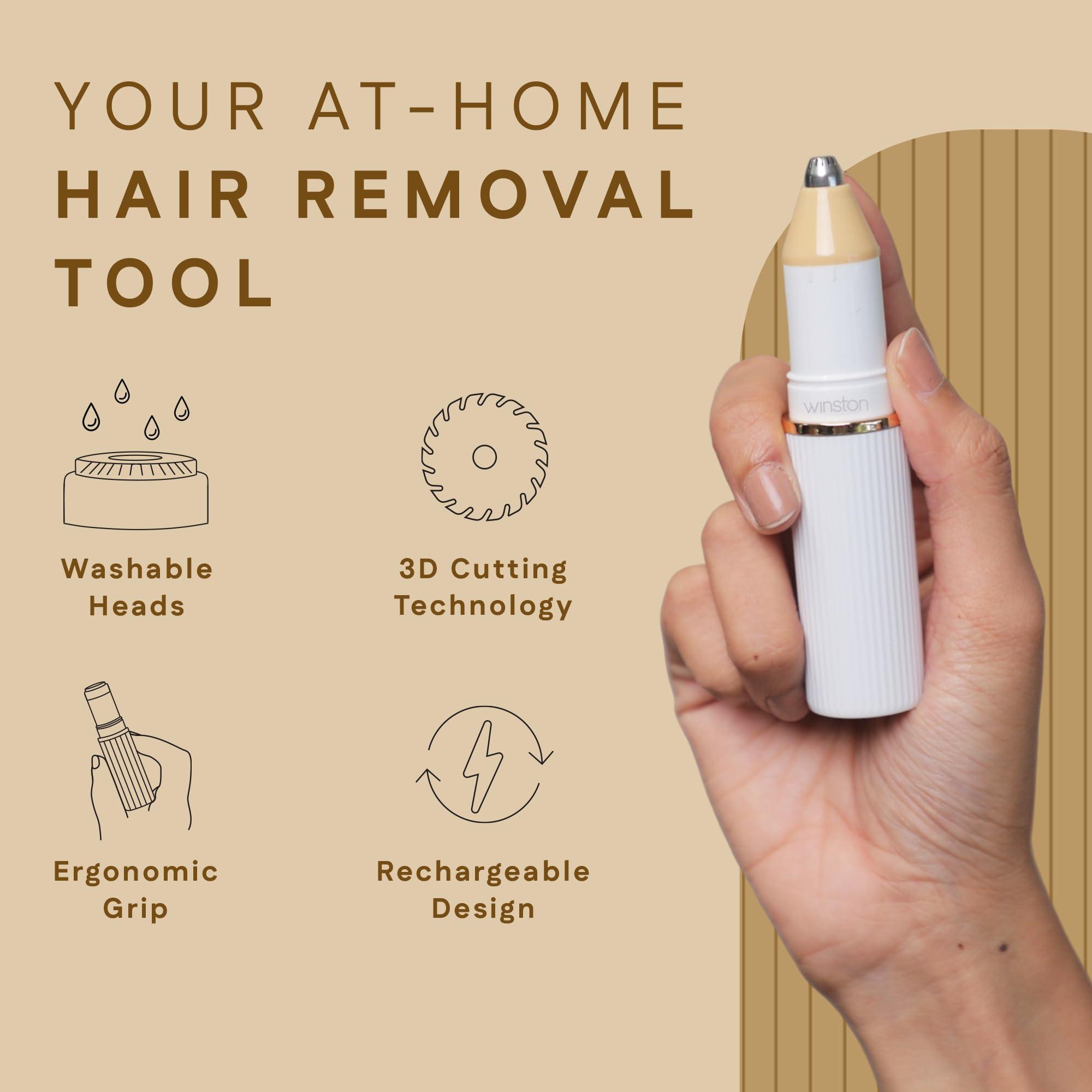 WINSTON Winston Rechargeable Electric 2-in-1 Face and Eyebrow Trimmer for Women - 90 Min | Multi-Grooming Trimmer for Eyebrow and Facial hair