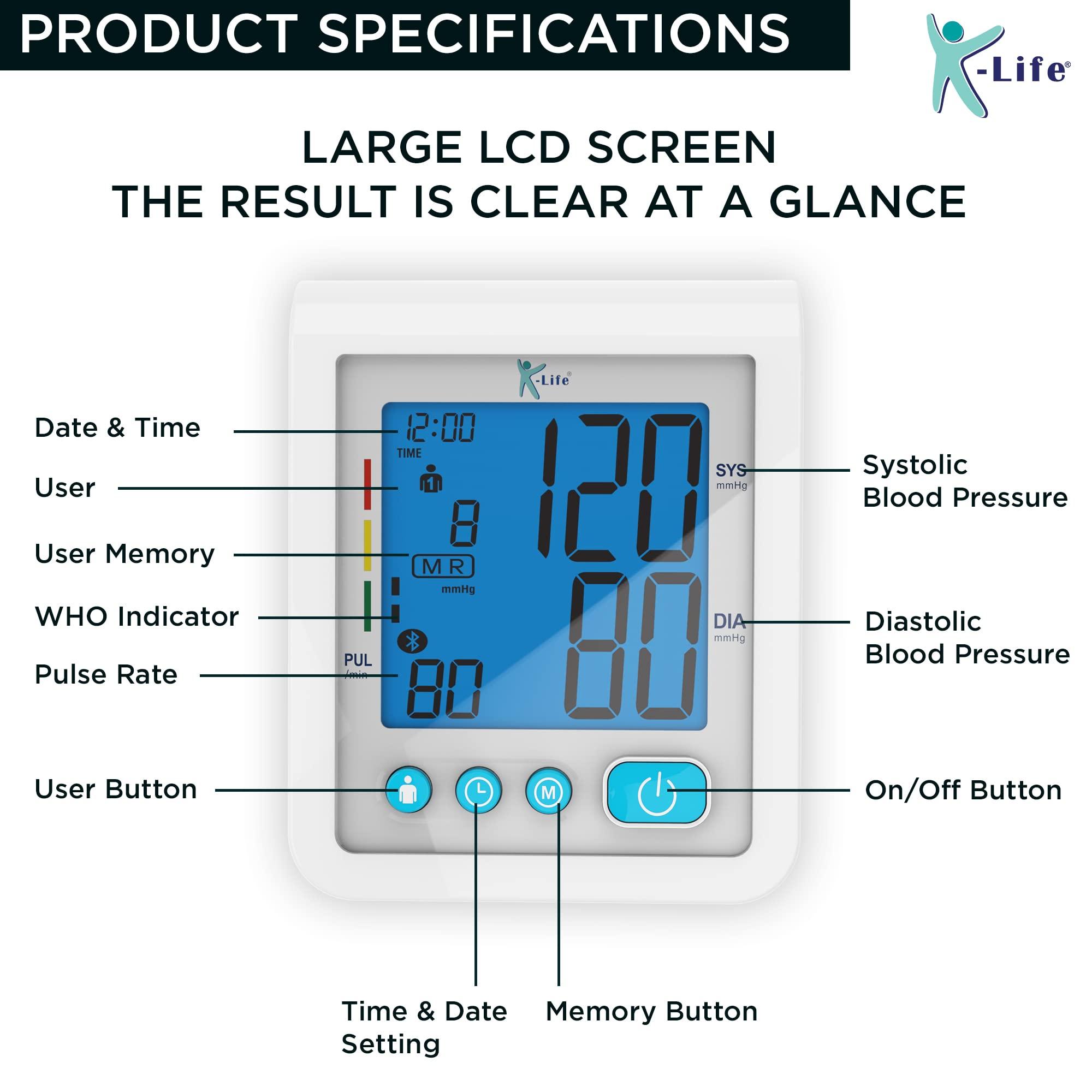 K-Life K-Life Model BPM-106 Fully Automatic Digital Electronic Blood Pressure Checking Monitor, BP Moniter - White
