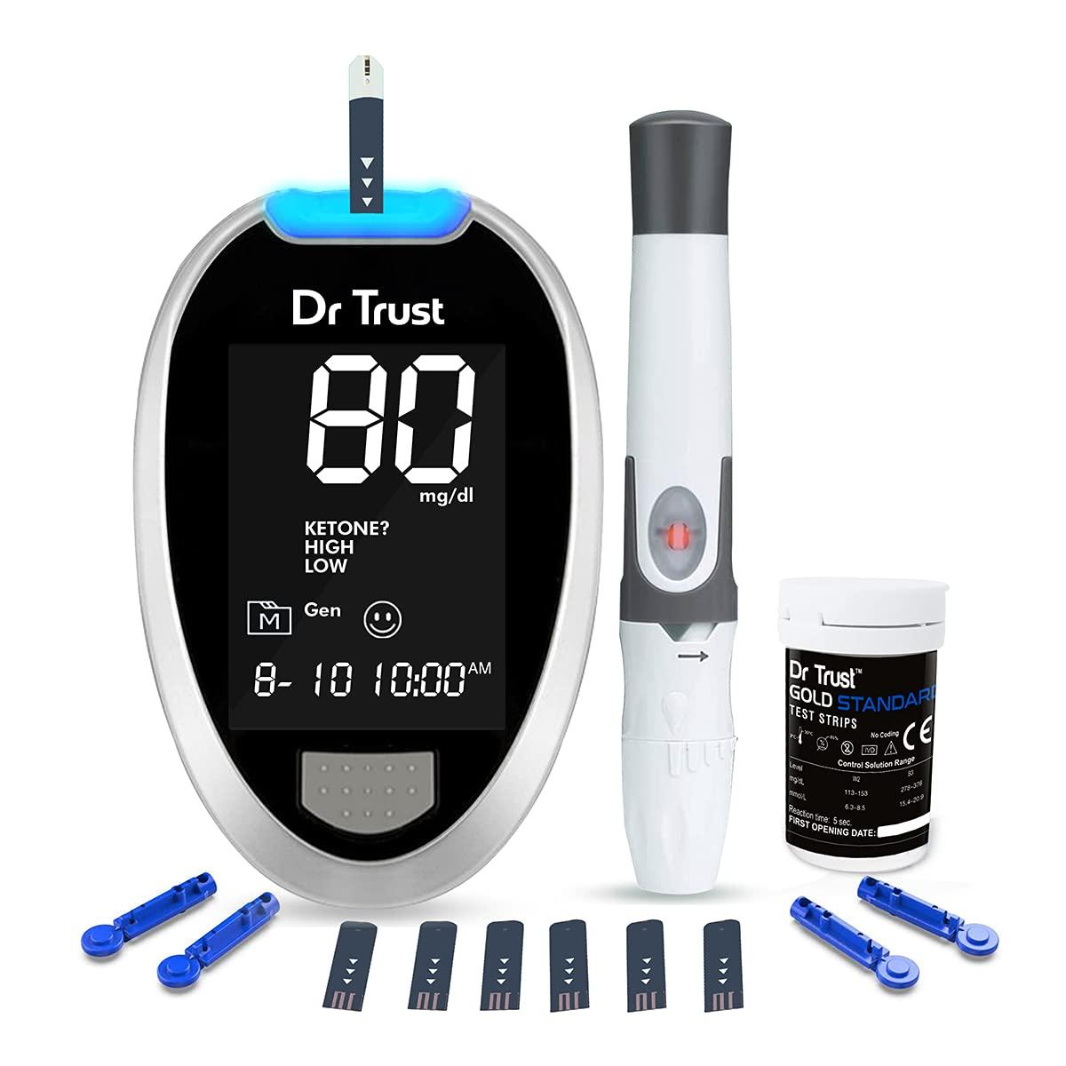 Dr Trust Dr TrustFully Automatic Blood Sugar Testing Glucometer Machine with 10 Strips(Black)