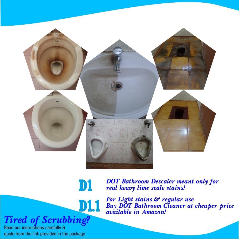 DOT Homecare Products DOT Bathroom DESCALER 400ml, Tiles Cleaner, Remove Heavy Salt Stains, Hard Water Marks, Lime Scale, Calcium, Soap Scum, Mold, Rust And Fungus, Walls & Floor - ZERO FUMES, & SMELL