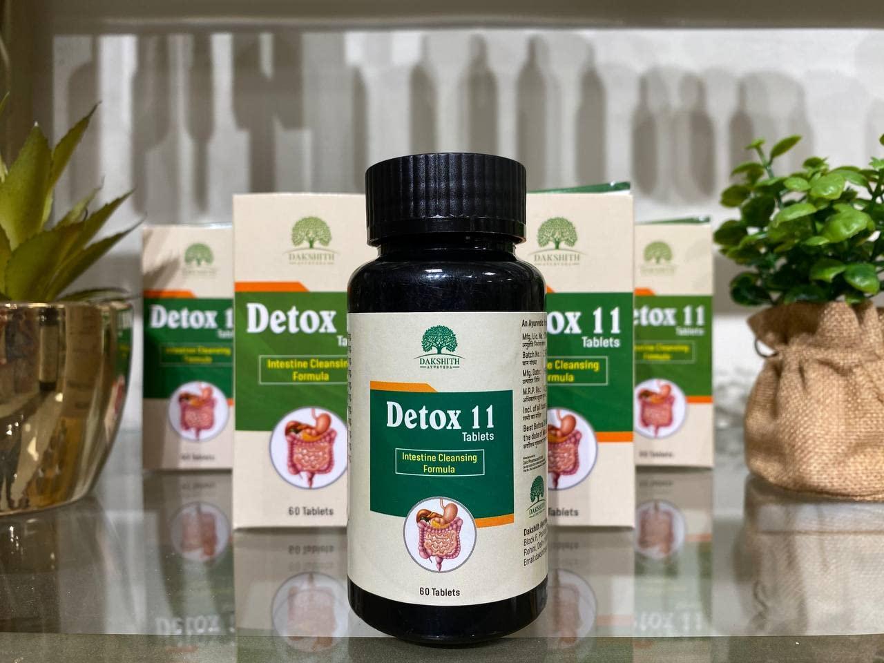 DAKSHITH AYURVEDA DETOX11 Liver Detox tablets, Intestine cleanse & detox tablets for Men Women Detox Ayurvedic tablets Improve Digestion