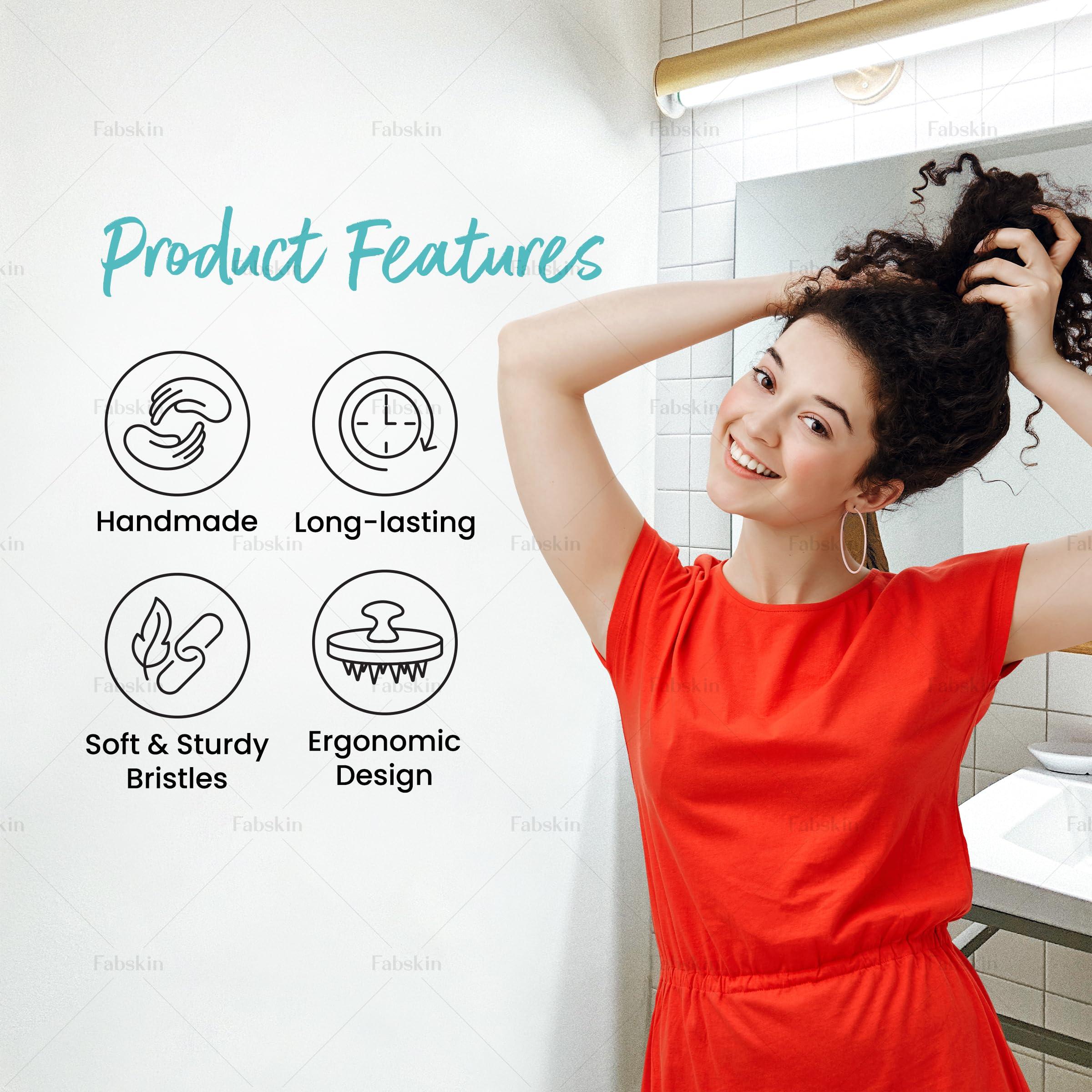 FABSKIN Fabskin Wooden Scalp Massager Shampoo Hair Brush | Relaxing Head Massager | Promotes Hair Growth & Removes Dandruff